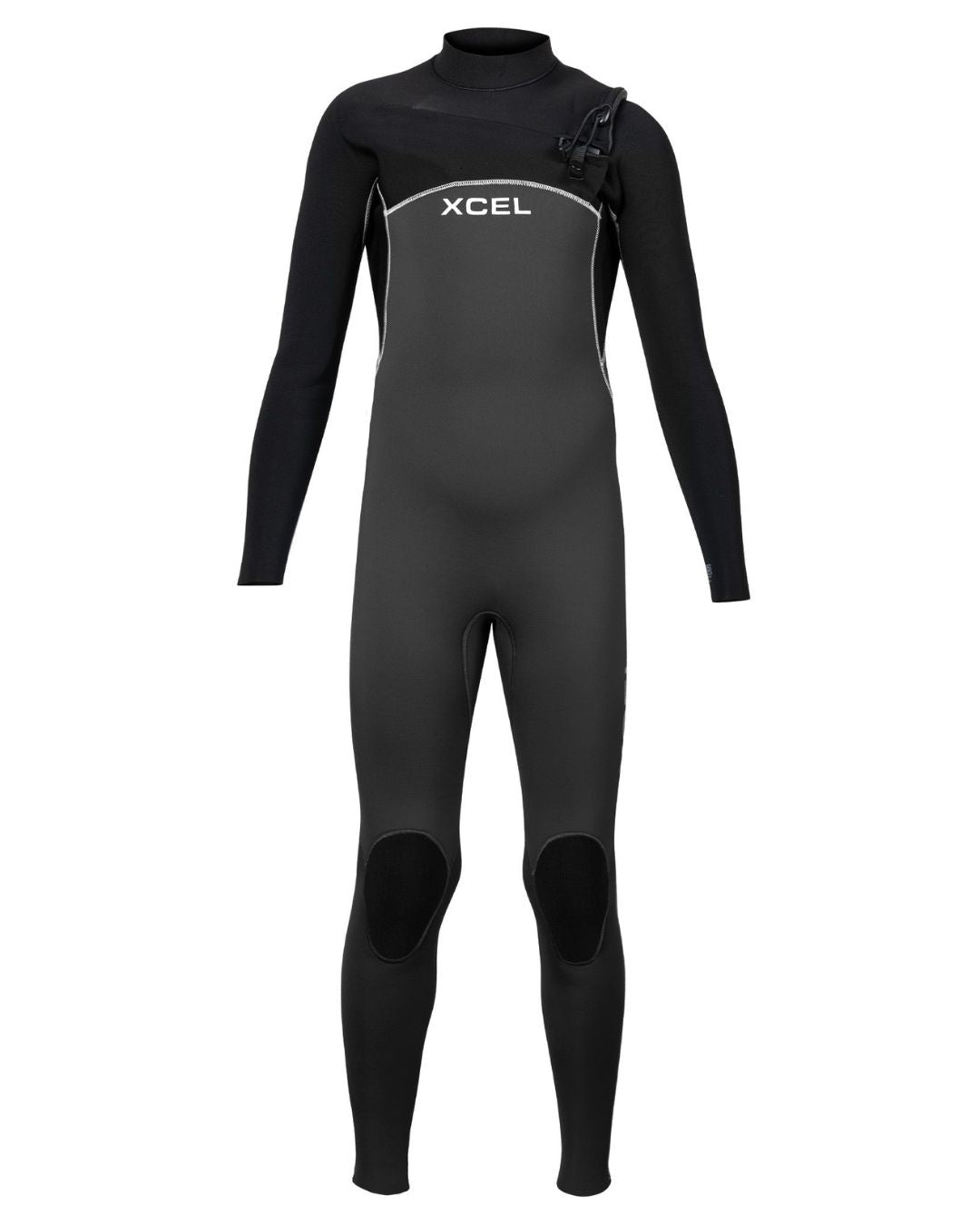 Xcel Kids Comp 4/3mm Chest Zip Fullsuit Wetsuit - Graphite/Black 