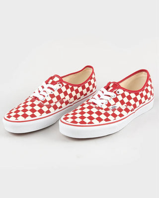 Vans Authentic Primary Check Shoe - Racing Red/White