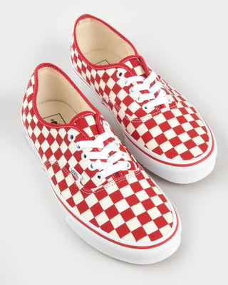 Vans Authentic Primary Check Shoe - Racing Red/White
