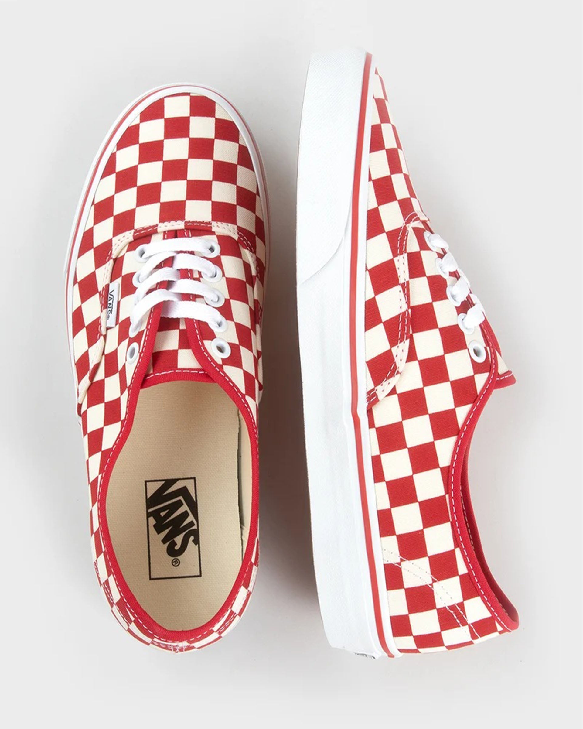 Vans Authentic Primary Check Shoe - Racing Red/White