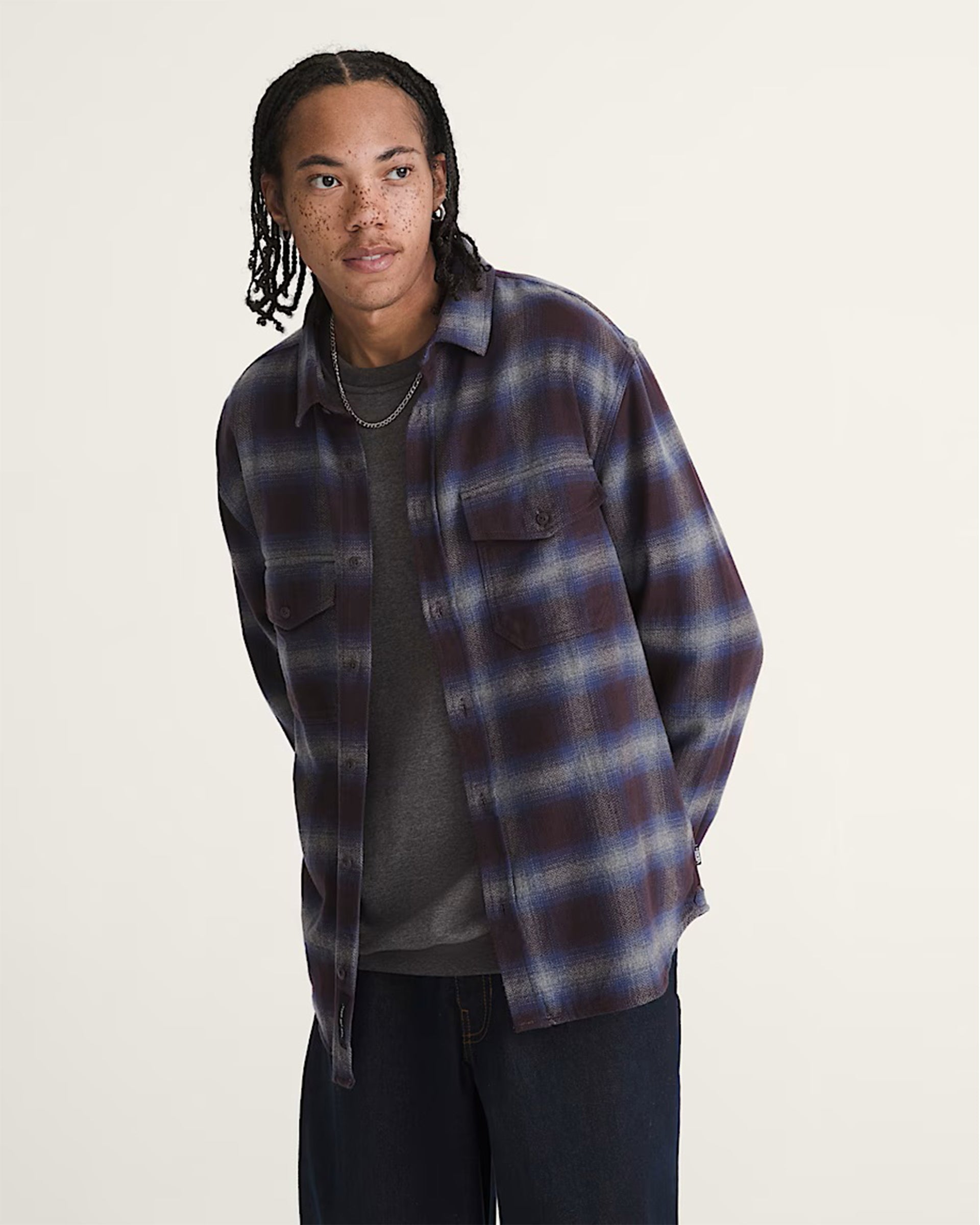 Vans Bixby Plaid Flannel Shirt - Dark Port Red/Pewter Heather Grey