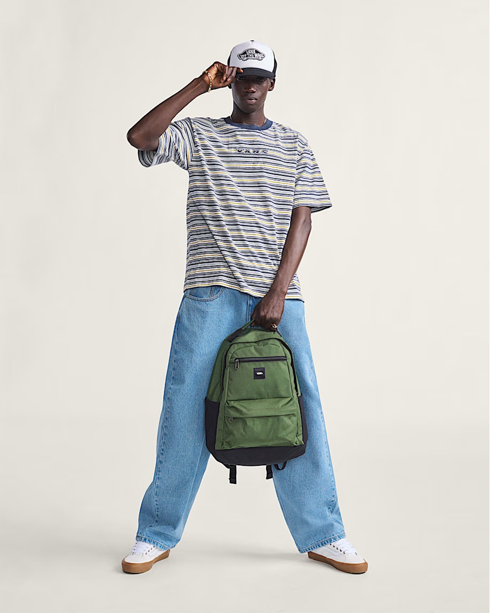 Vans Cameron Stripe S/S T-Shirt - Blue/Marshmellow White