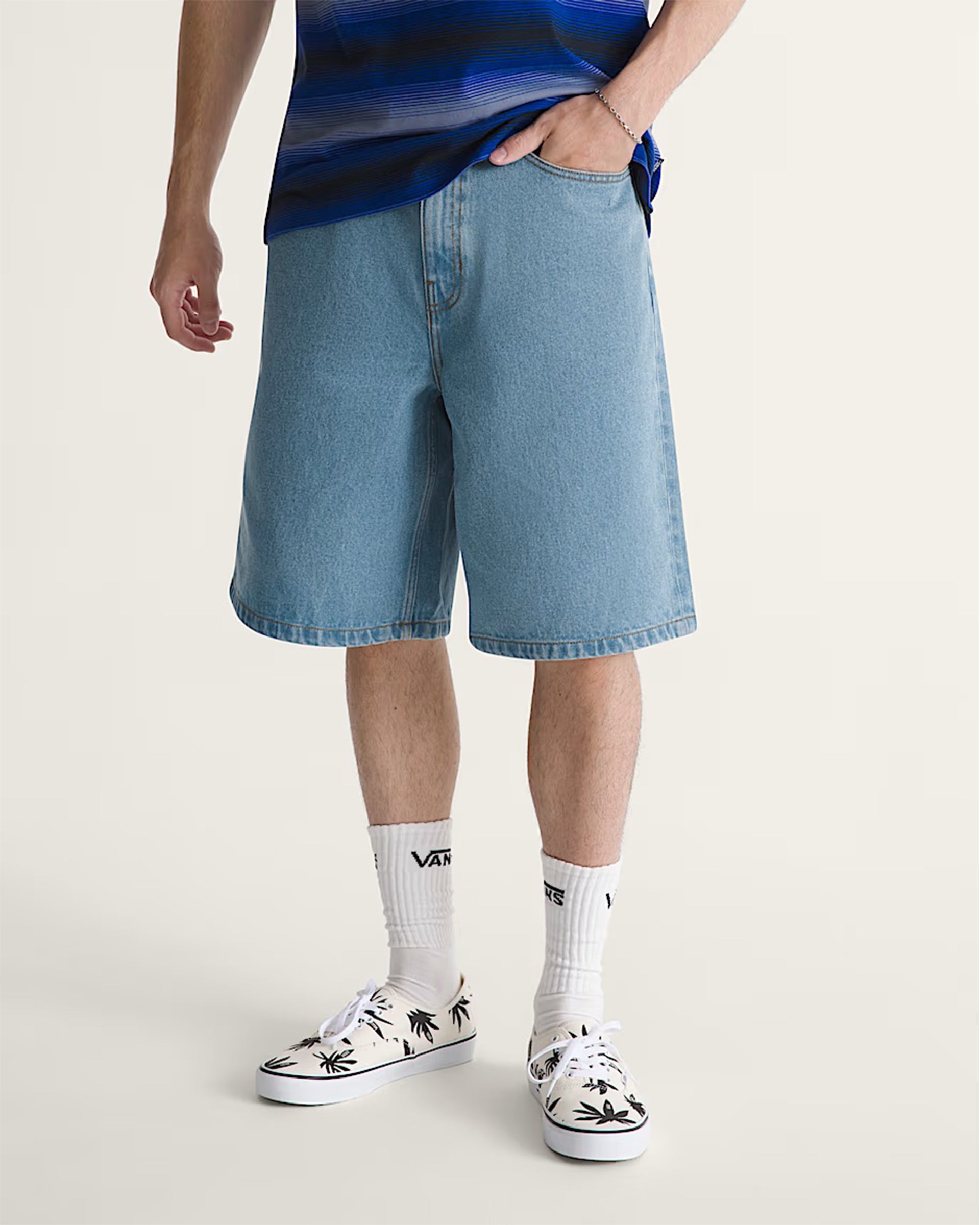 Vans Check-5 Baggy Denim Shorts - Stonewash Blue