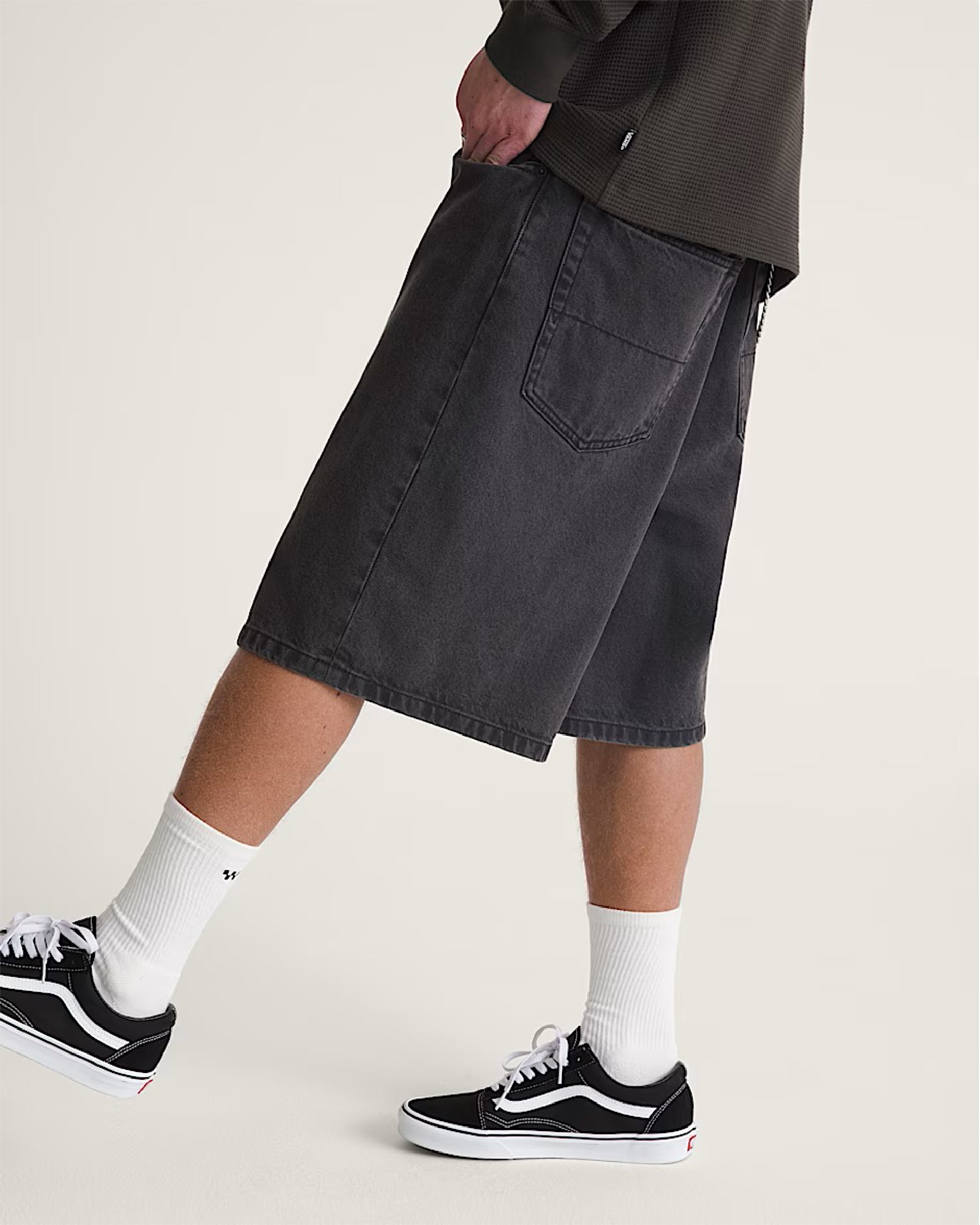 Vans Check-5 Baggy Denim Shorts - Washed Black