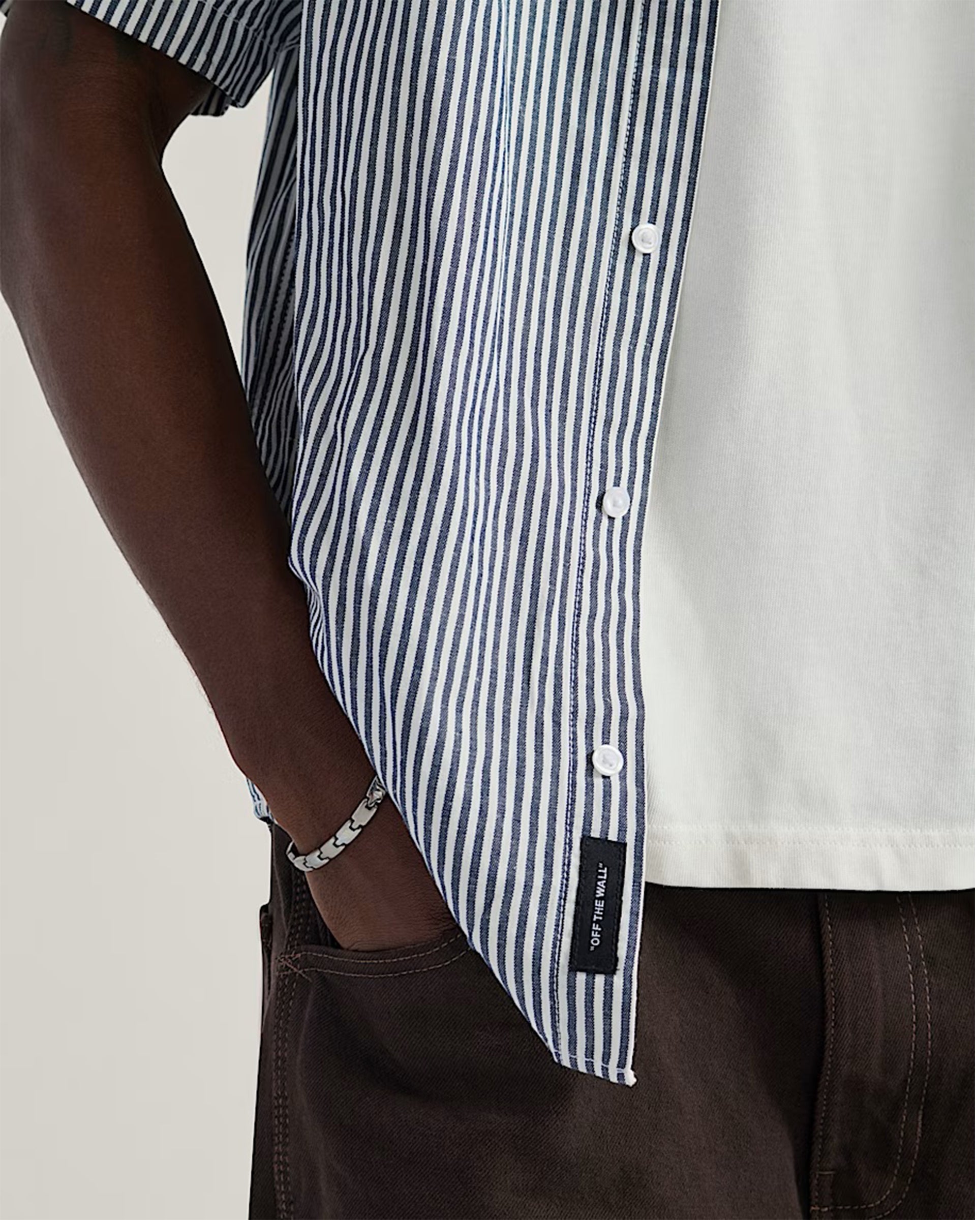 Lawson Stripe Button Up Shirt - White/Dress Blue