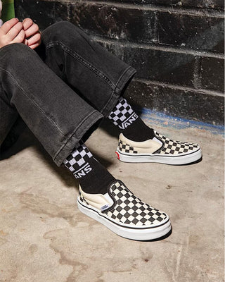 Vans Little Kid's Classic Slip-On Shoes - Checkerboard Black/White