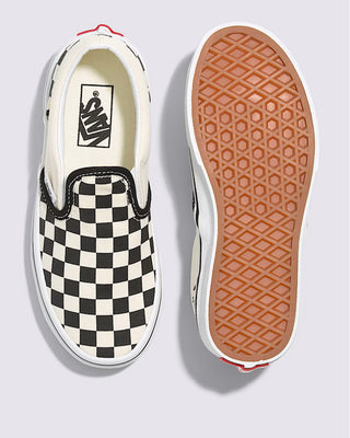Vans Little Kid's Classic Slip-On Shoes - Checkerboard Black/White