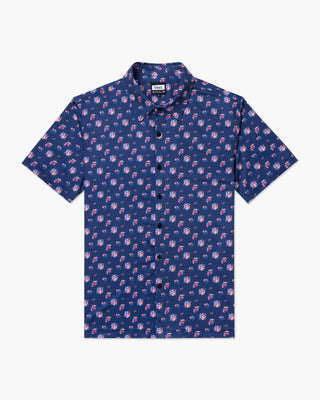 Vast. Men's Aqua Terra Multi Floral Tech Button Up - Navy Multi