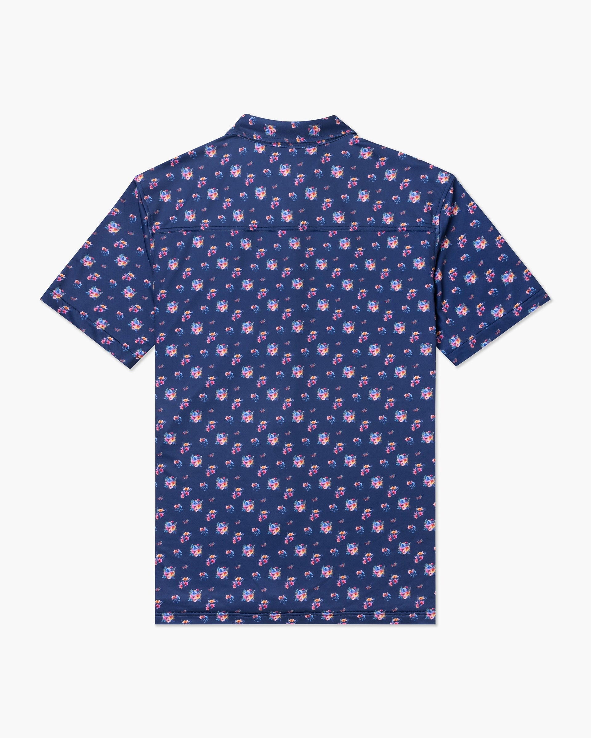 Vast. Men's Aqua Terra Multi Floral Tech Button Up - Navy Multi