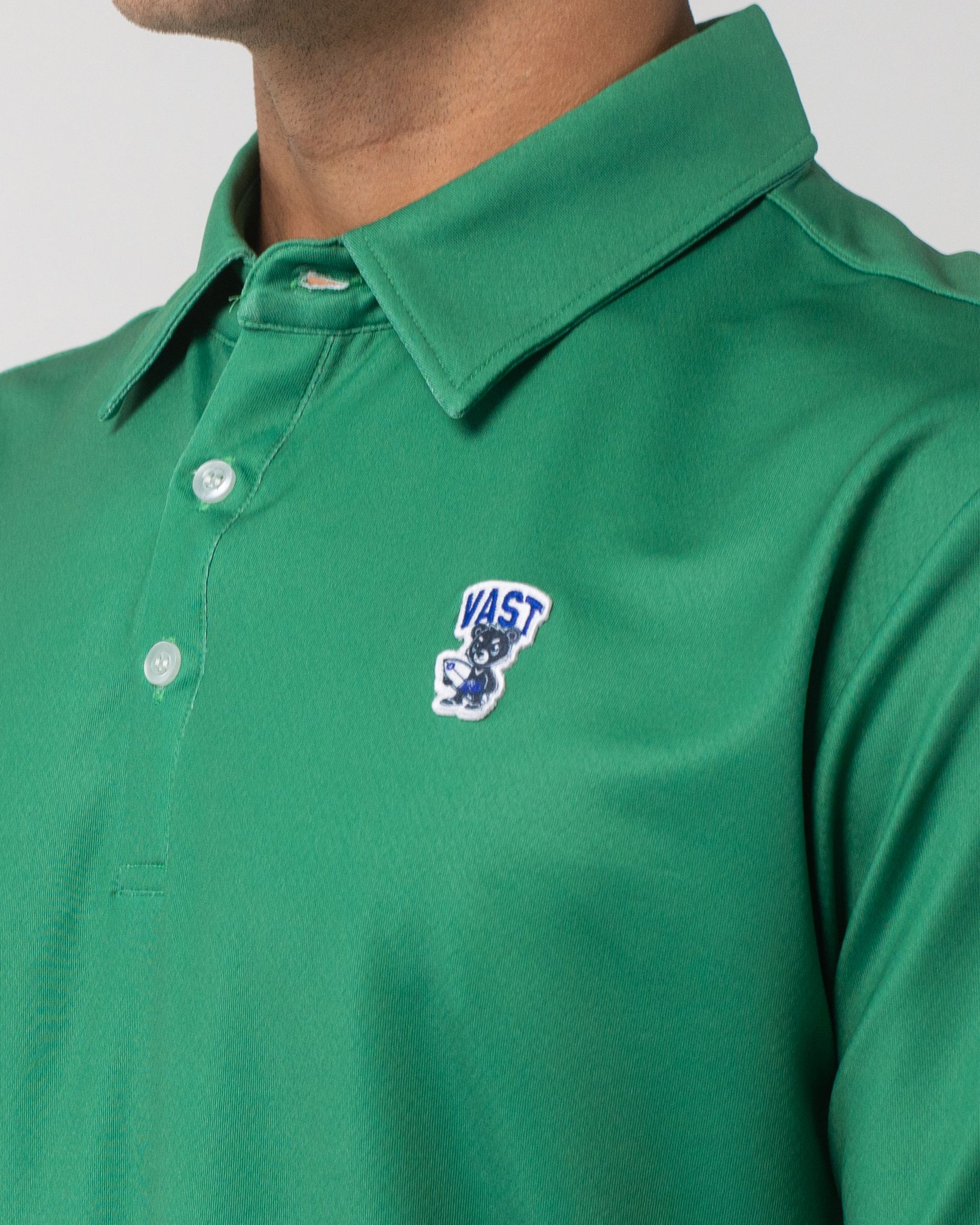 Vast. Men's Aqua Terra Formosa Bear Polo Shirt - Green