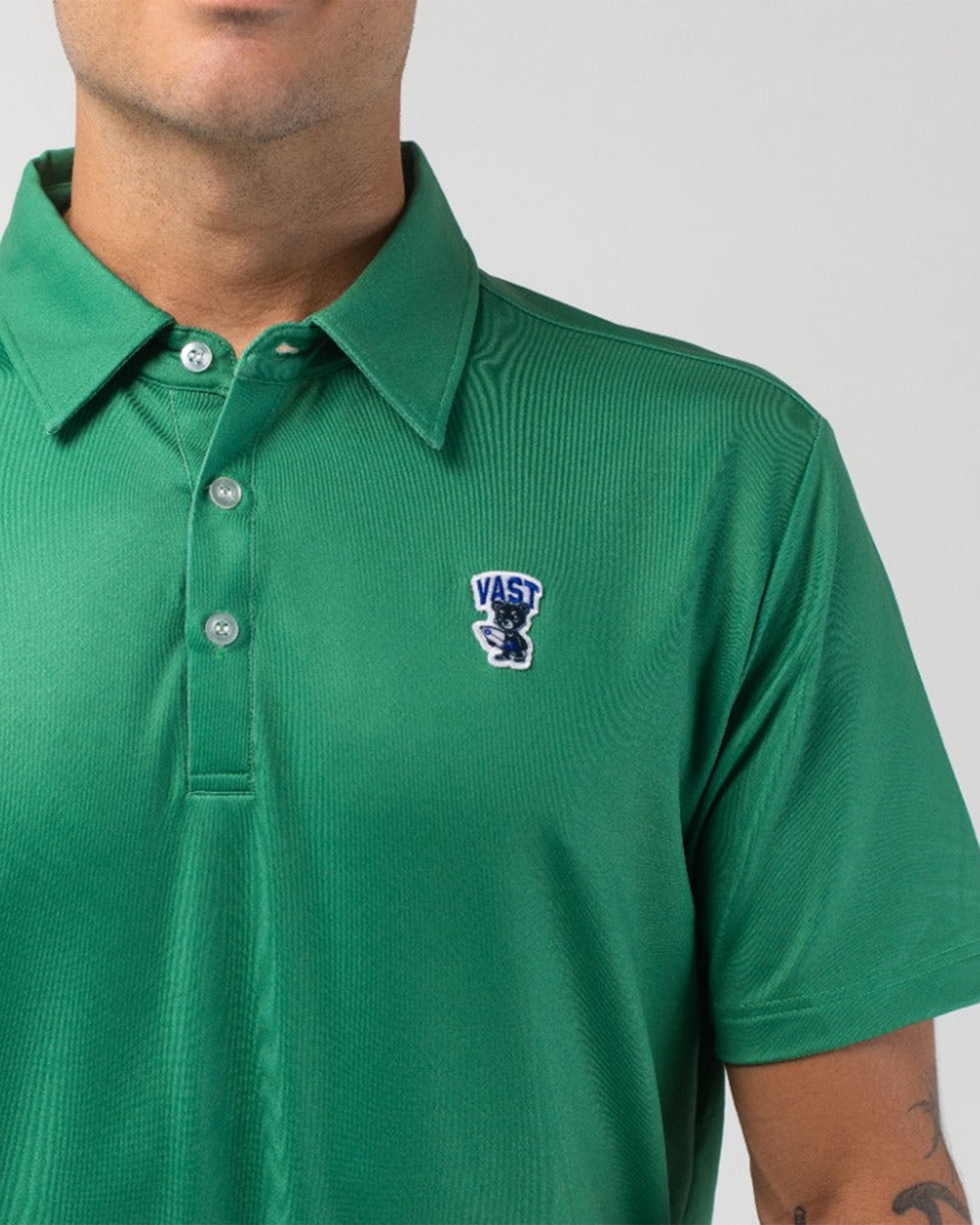 Vast. Men's Aqua Terra Formosa Bear Polo Shirt - Green