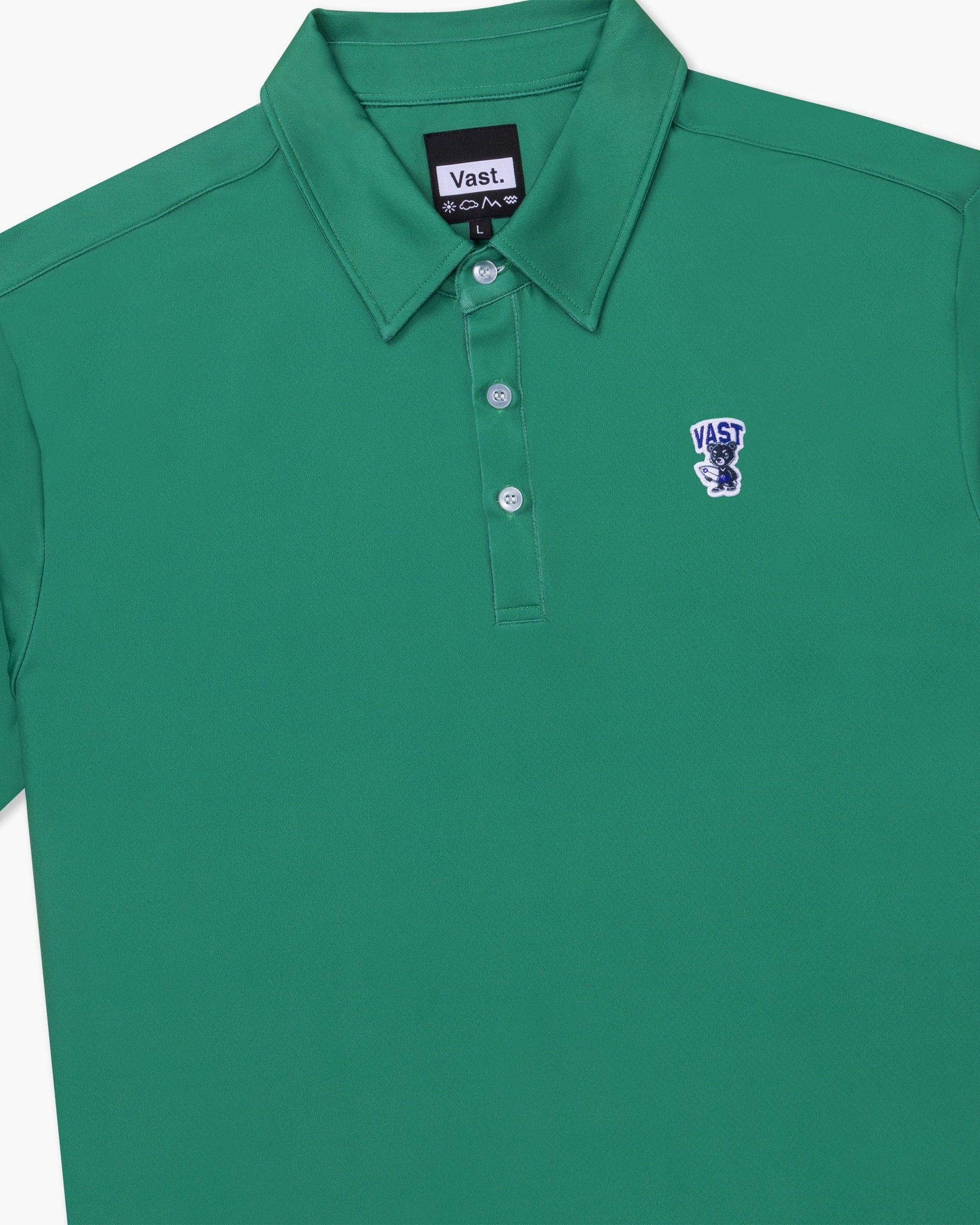 Vast. Men's Aqua Terra Formosa Bear Polo Shirt - Green