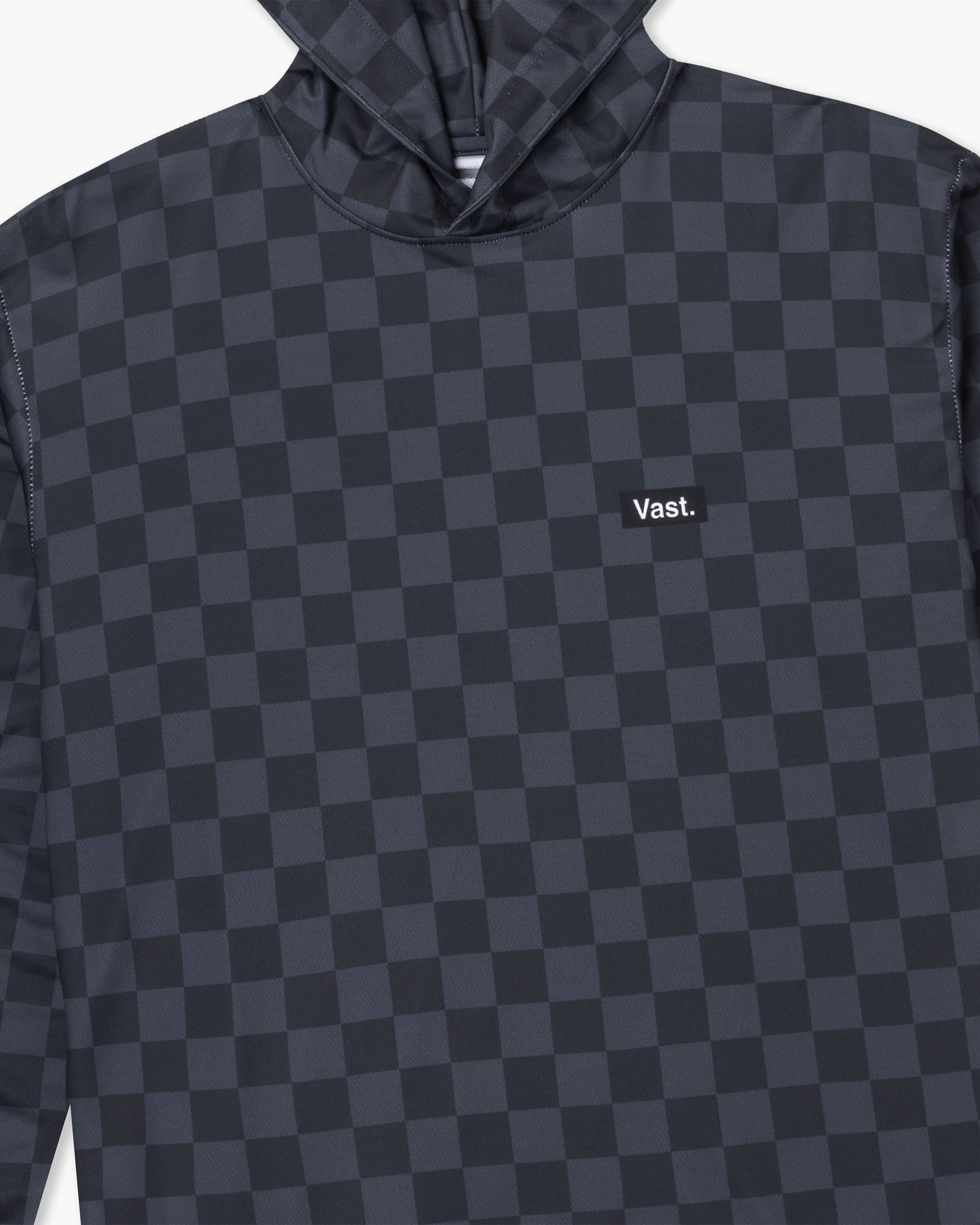 Vast. Men's Aqua Terra Lite Check Check Tech Daily Hoodie - Black