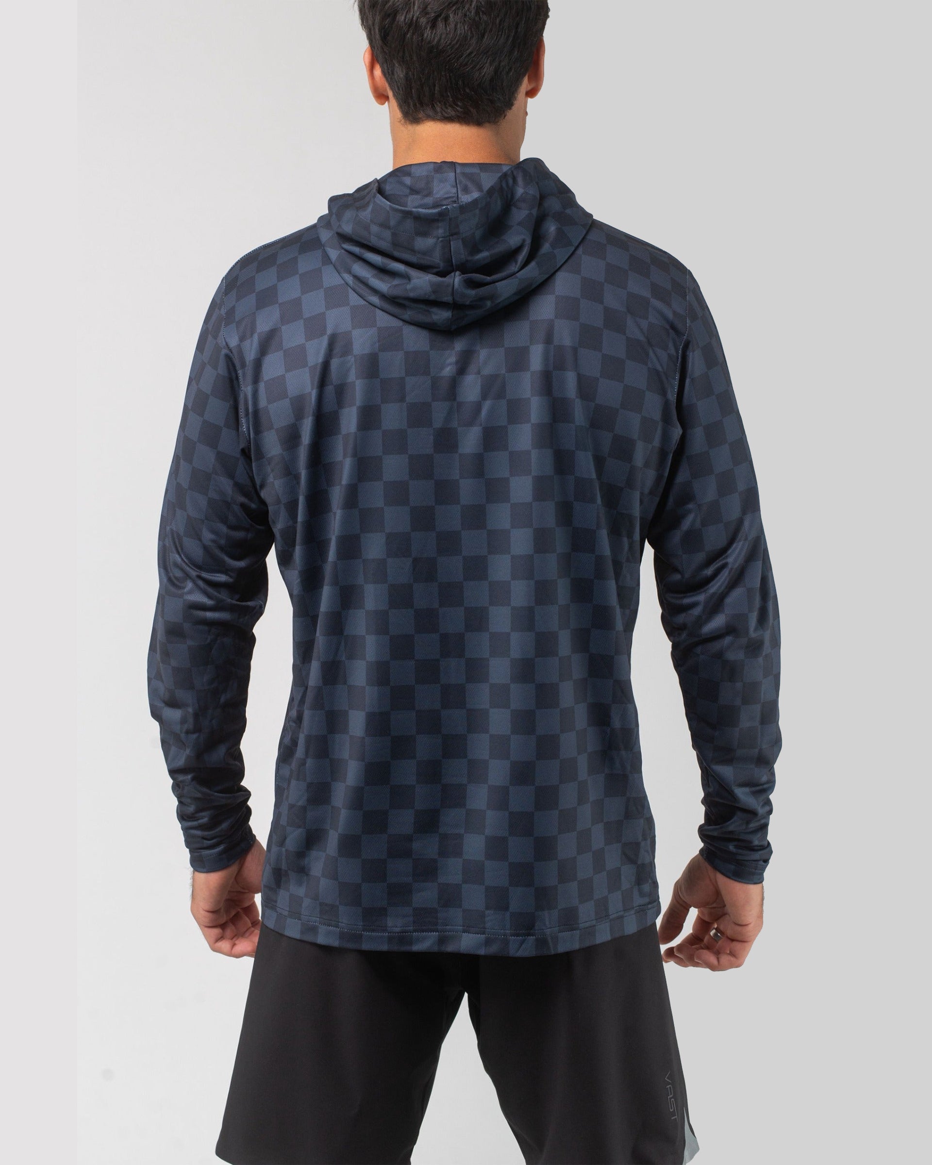 Vast. Men's Aqua Terra Lite Check Check Tech Daily Hoodie - Black