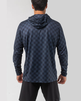 Vast. Men's Aqua Terra Lite Check Check Tech Daily Hoodie - Black
