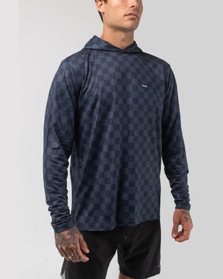 Vast. Men's Aqua Terra Lite Check Check Tech Daily Hoodie - Black