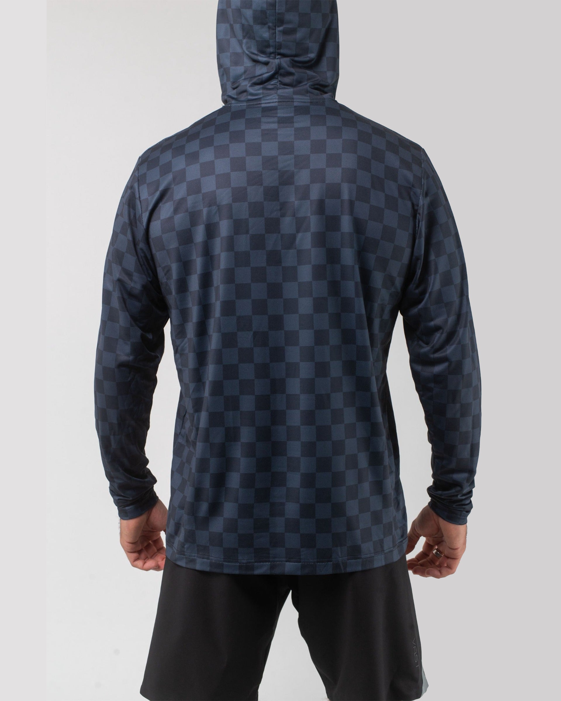 Vast. Men's Aqua Terra Lite Check Check Tech Daily Hoodie - Black