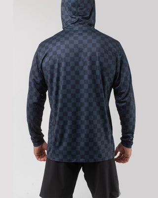Vast. Men's Aqua Terra Lite Check Check Tech Daily Hoodie - Black