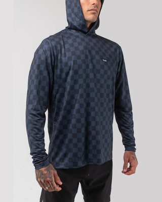 Vast. Men's Aqua Terra Lite Check Check Tech Daily Hoodie - Black