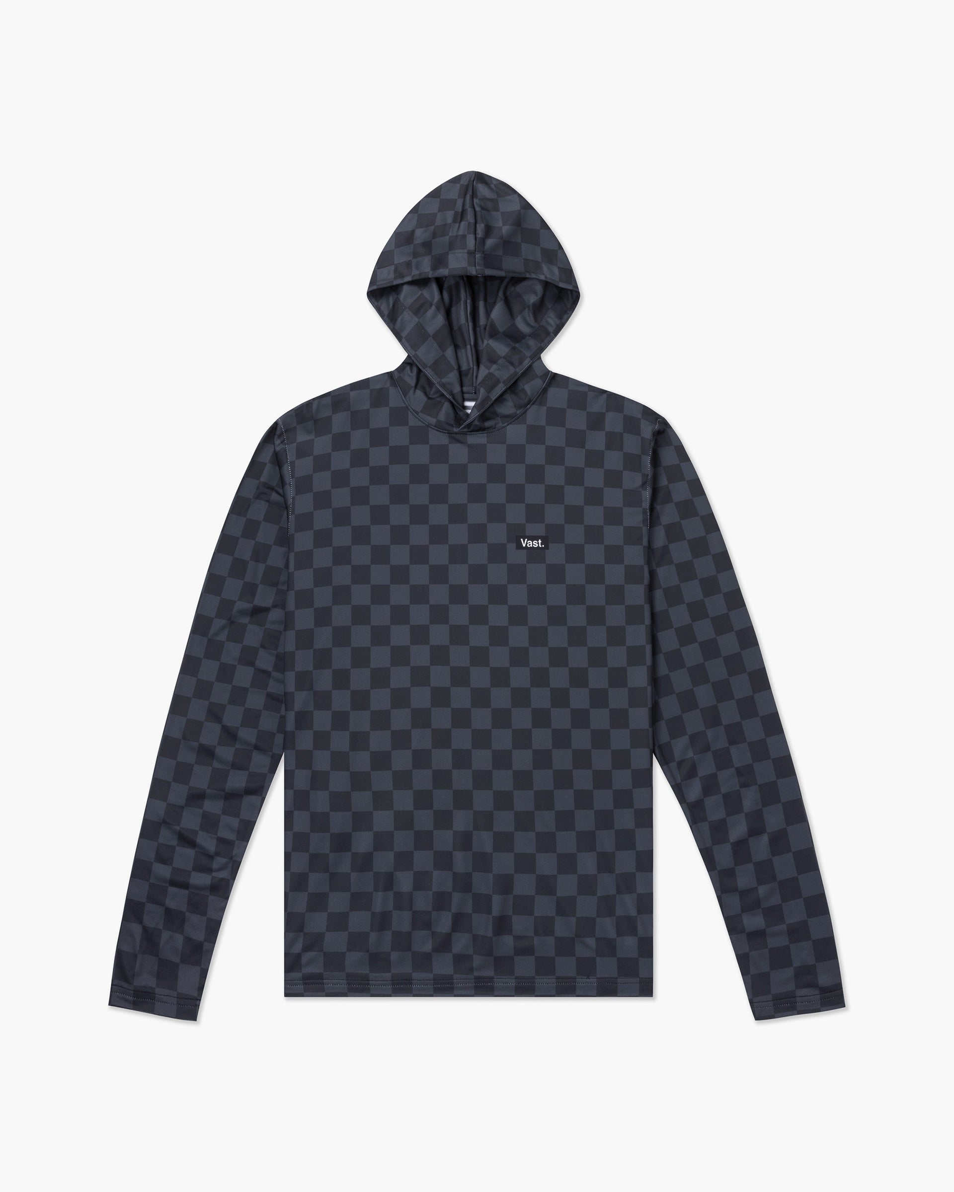 Vast. Men's Aqua Terra Lite Check Check Tech Daily Hoodie - Black