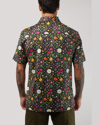 Vast. Men's Aqua Terra Scritti Poltti Tech Button Up Shirt - Black