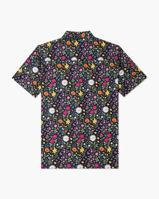 Vast. Men's Aqua Terra Scritti Poltti Tech Button Up Shirt - Black