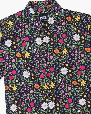 Vast. Men's Aqua Terra Scritti Poltti Tech Button Up Shirt - Black