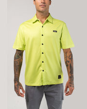 Vast. Men's Aqua Terra Tech Button Up Shirt - Lime