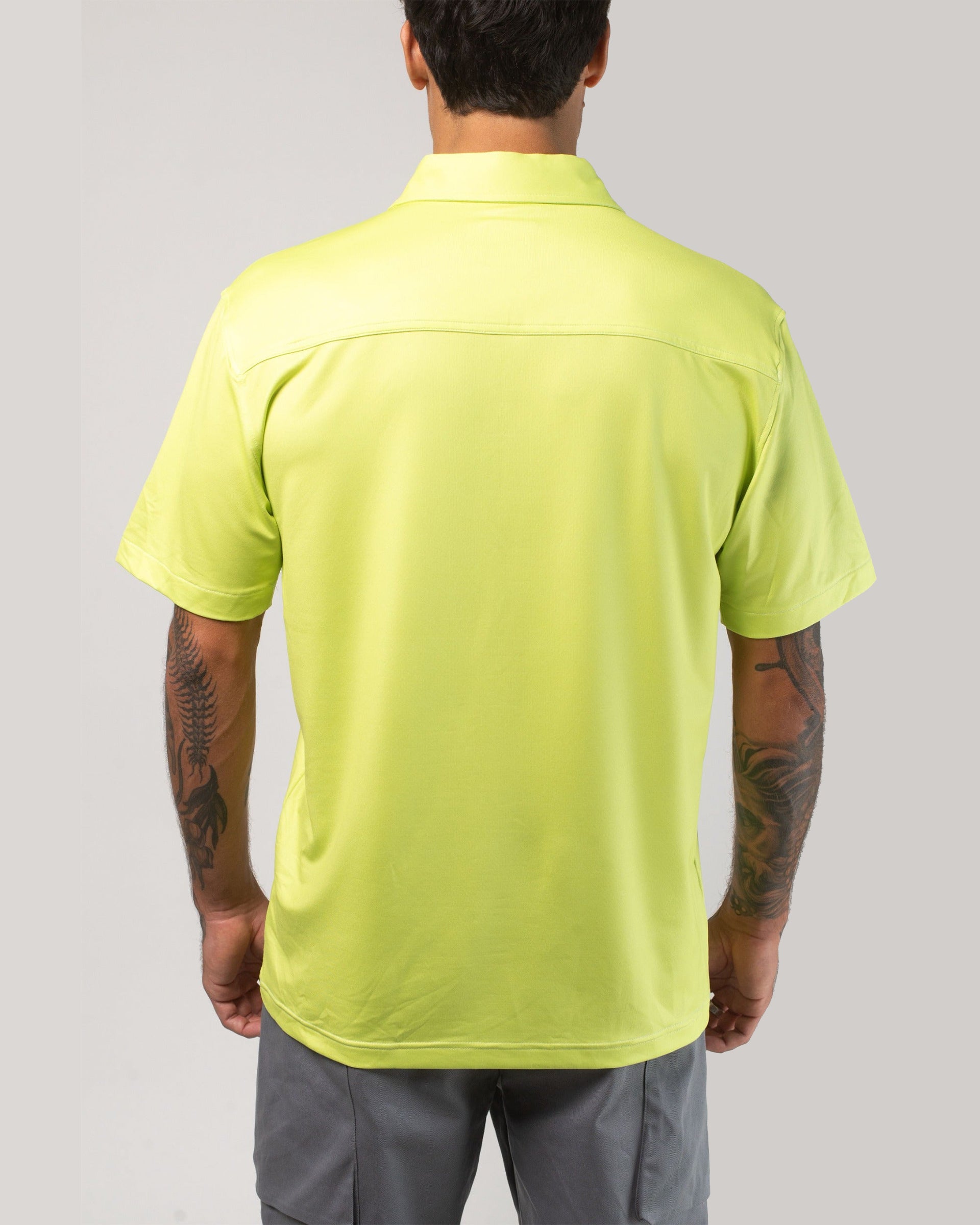 Vast. Men's Aqua Terra Tech Button Up Shirt - Lime