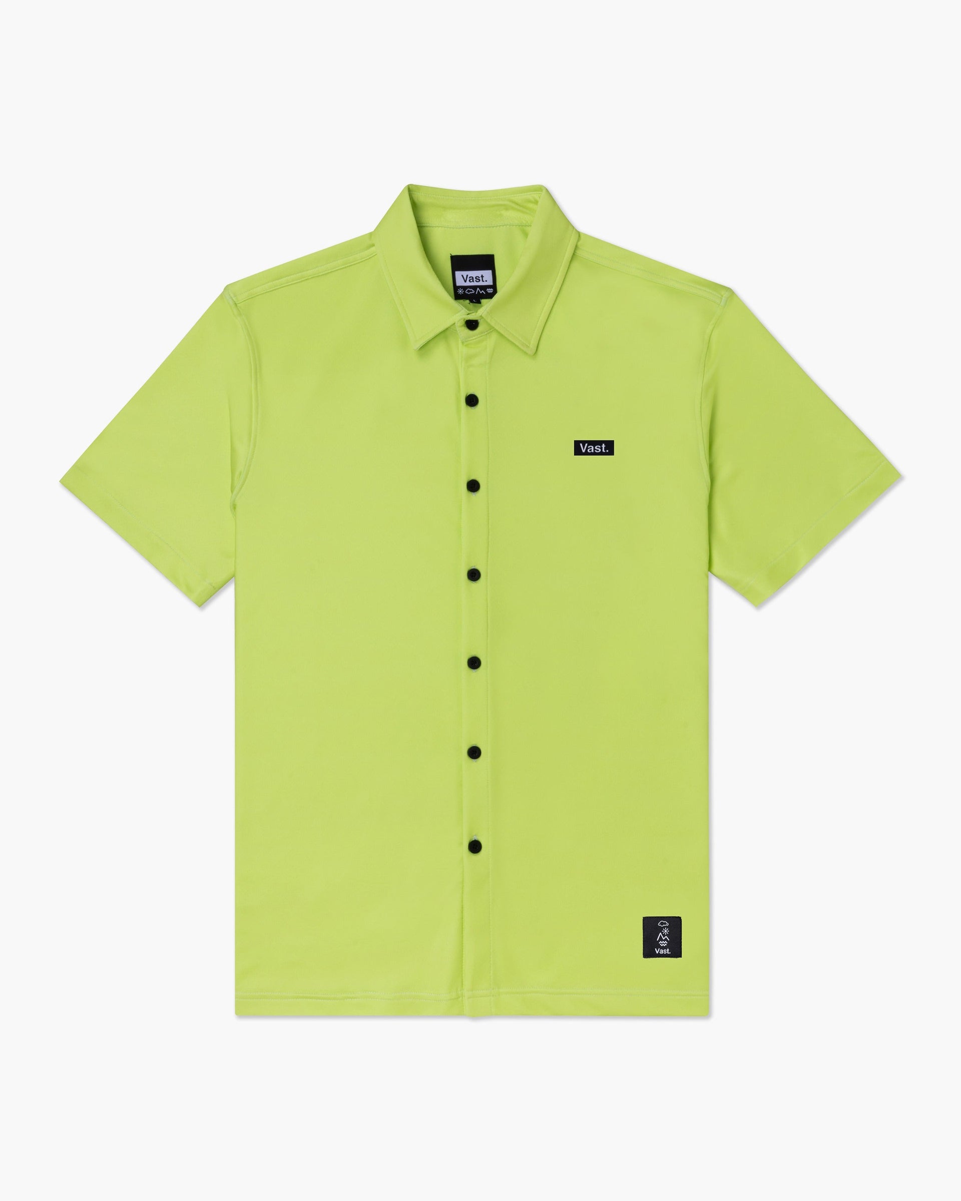 Vast. Men's Aqua Terra Tech Button Up Shirt - Lime