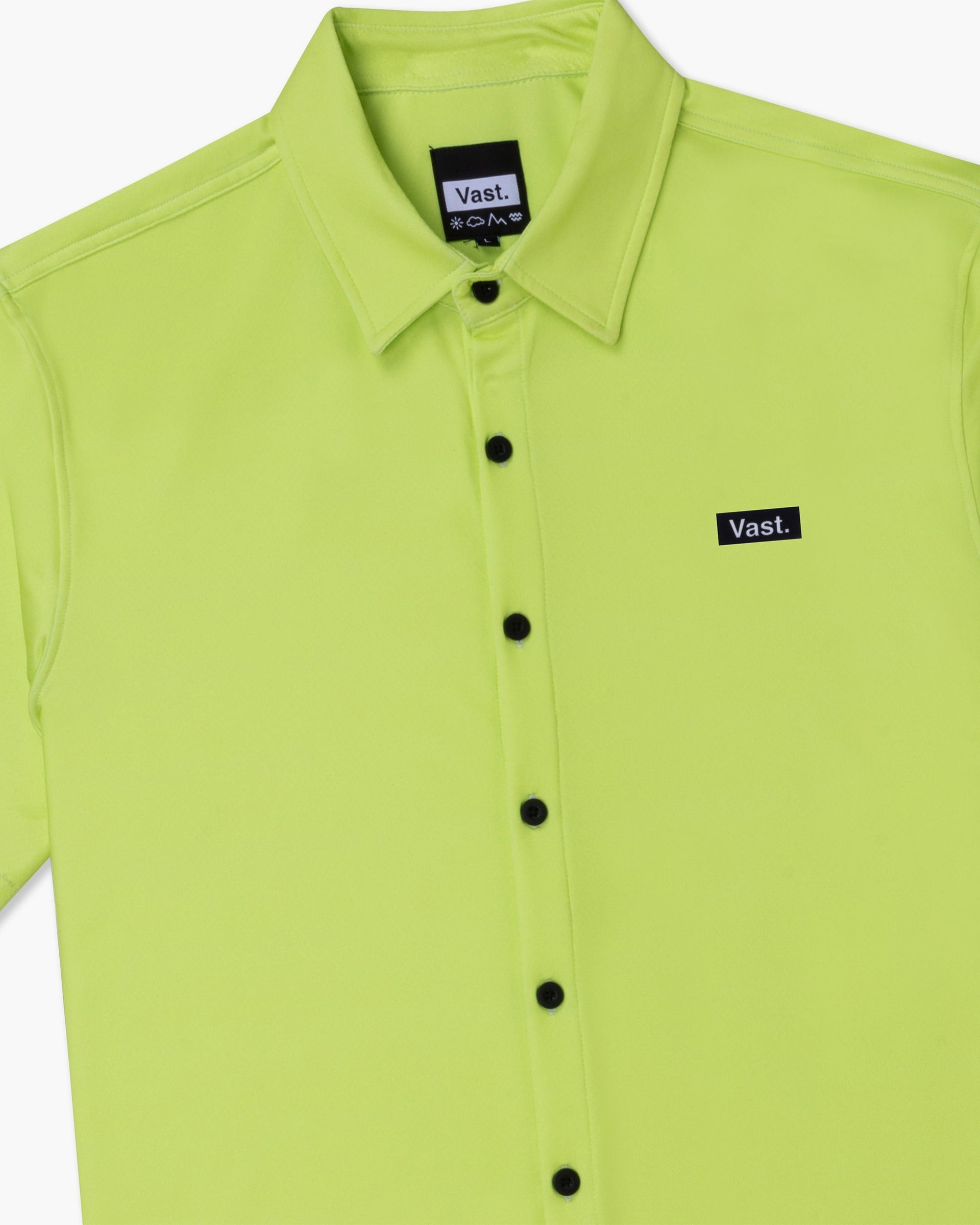 Vast. Men's Aqua Terra Tech Button Up Shirt - Lime