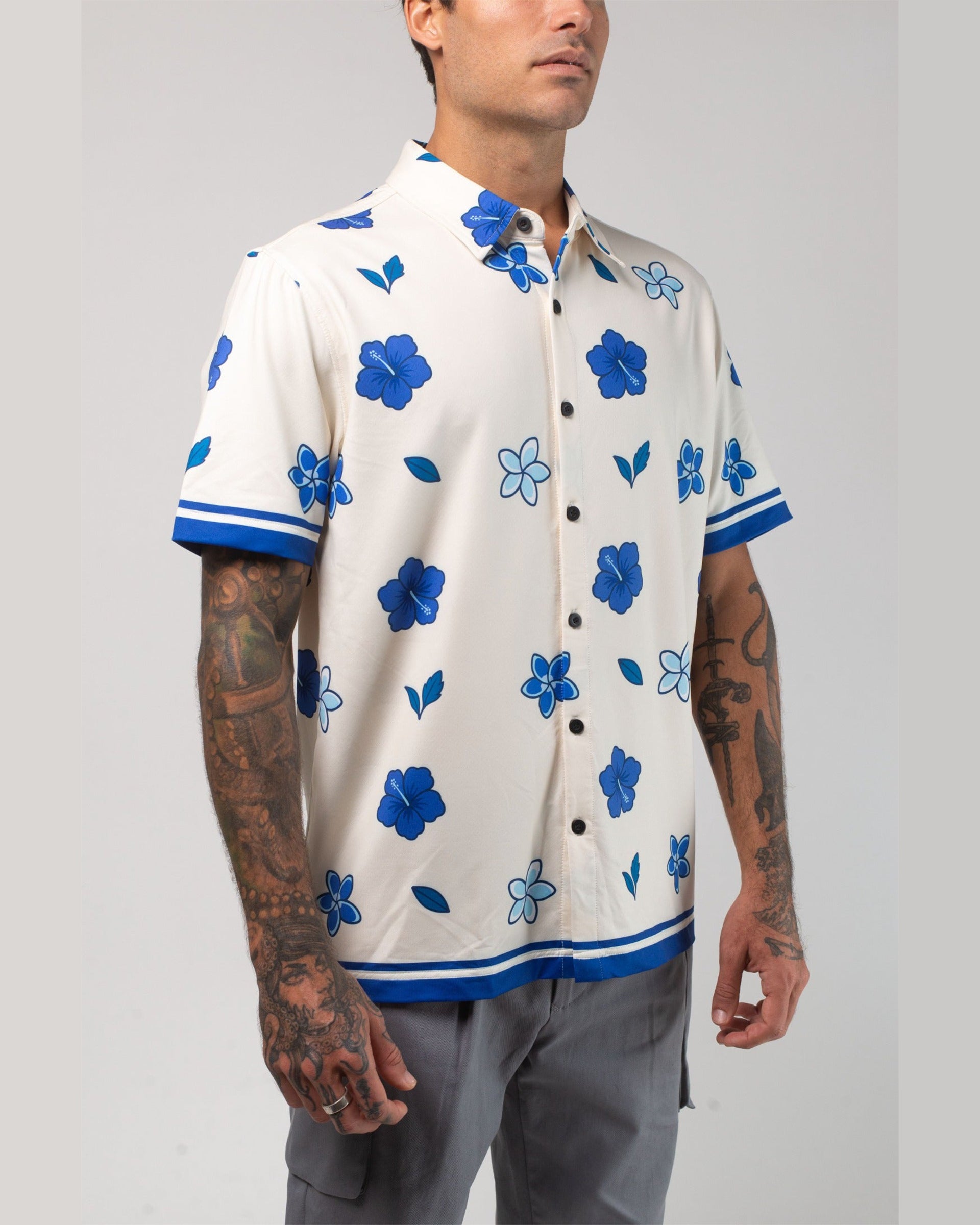 Aqua Terra Floral Dream Tech Button Up - Sand Multi