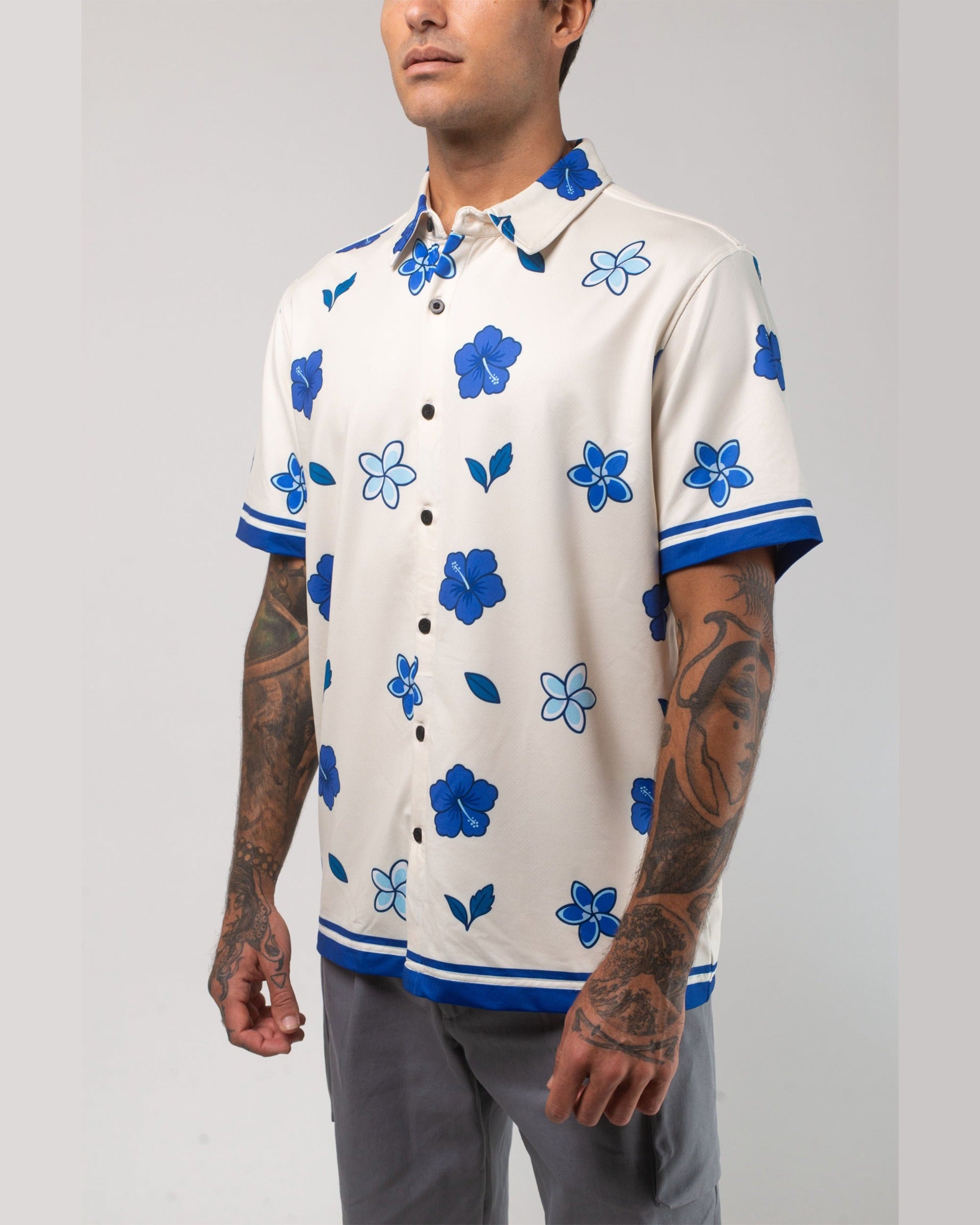 Aqua Terra Floral Dream Tech Button Up - Sand Multi