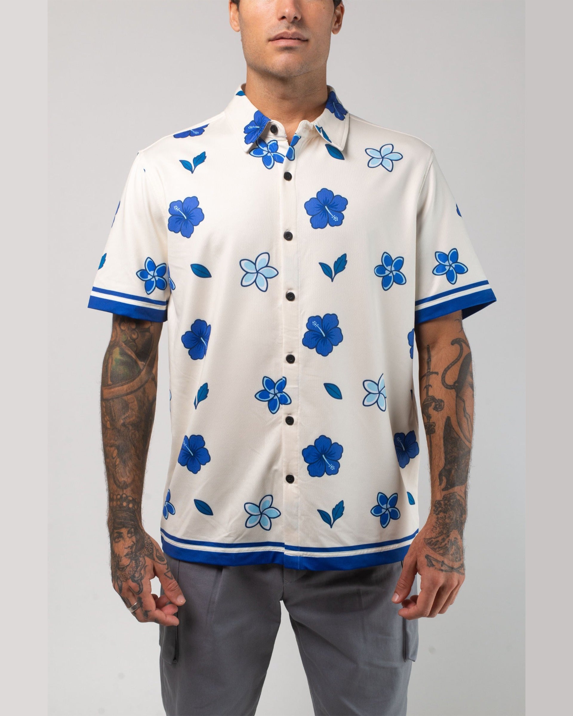 Aqua Terra Floral Dream Tech Button Up - Sand Multi