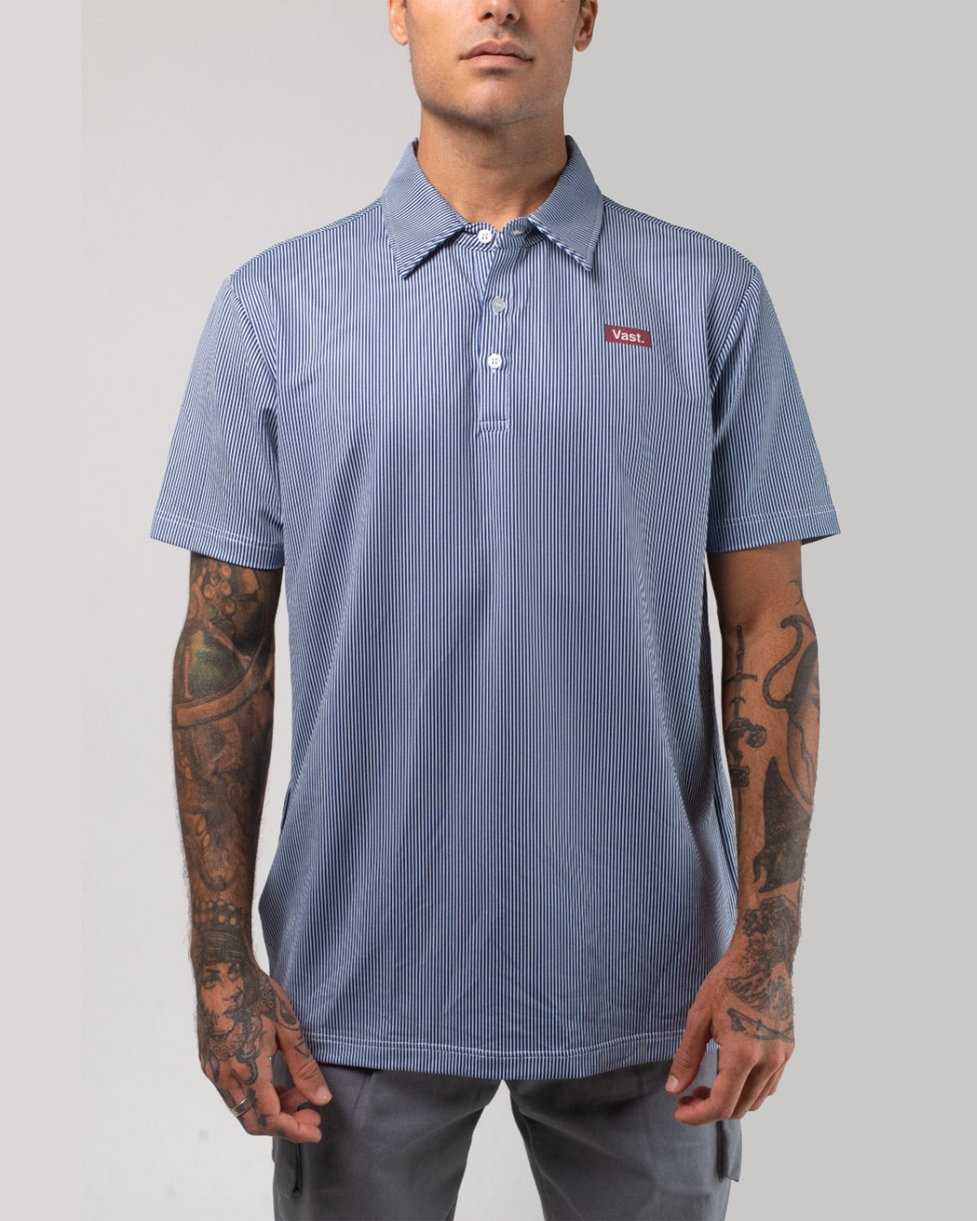Vast. Men's Aqua Terra Linear Polo - Navy