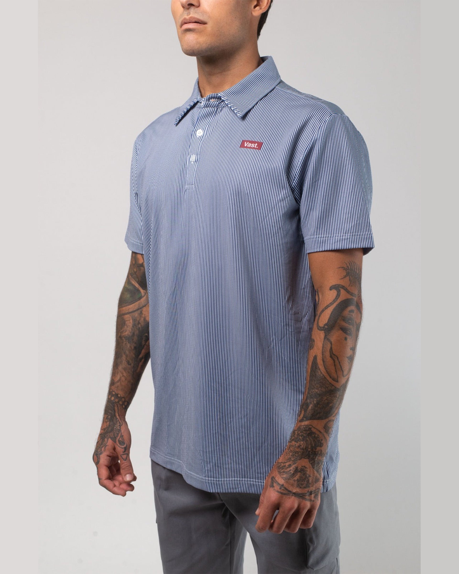 Vast. Men's Aqua Terra Linear Polo - Navy