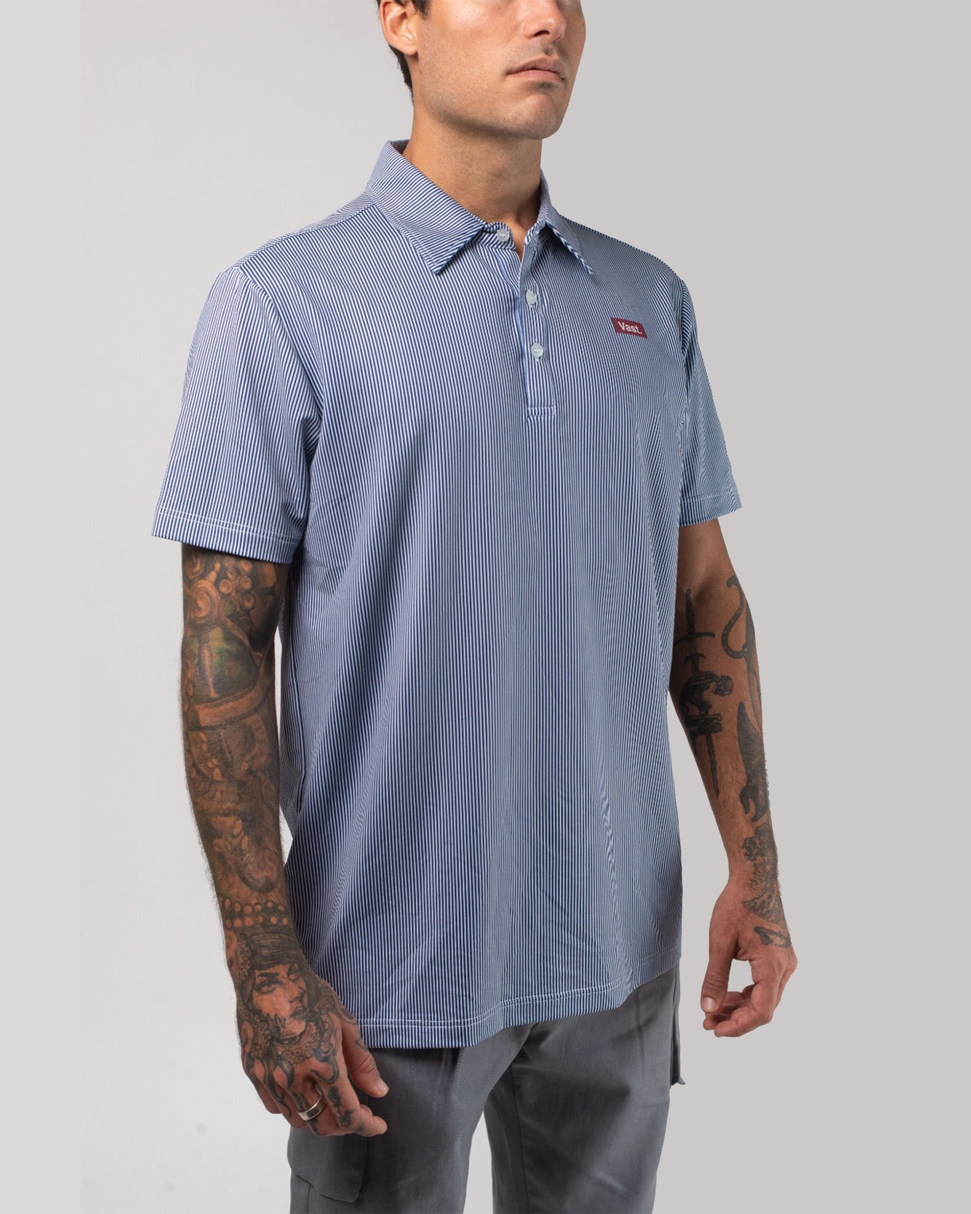 Vast. Men's Aqua Terra Linear Polo - Navy