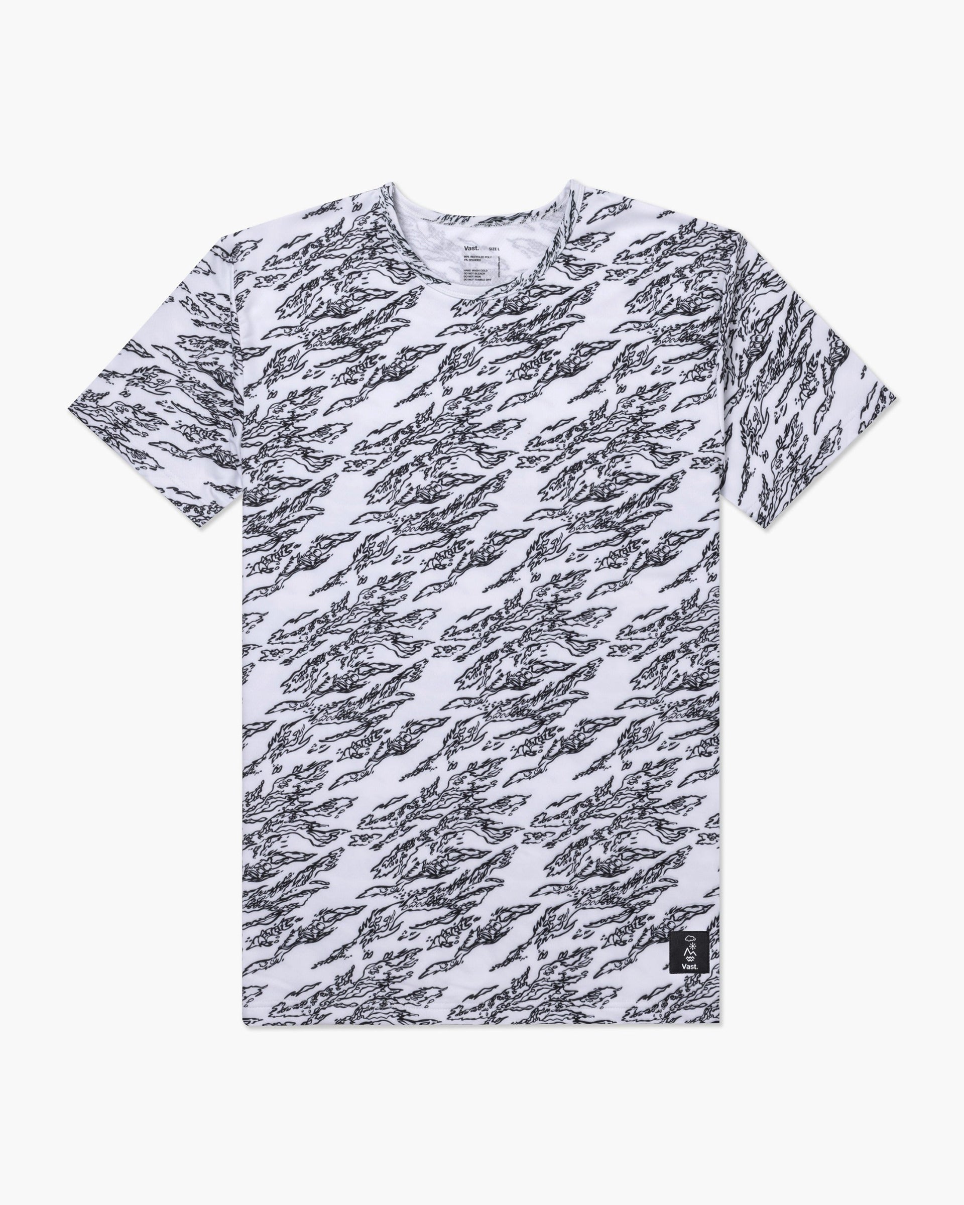 Vast. Men's Aqua Terra Shadow Camo Tech Short Sleeve T-Shirt - White