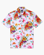Vast. Aqua Terra Floral Watercolor Tech Button up