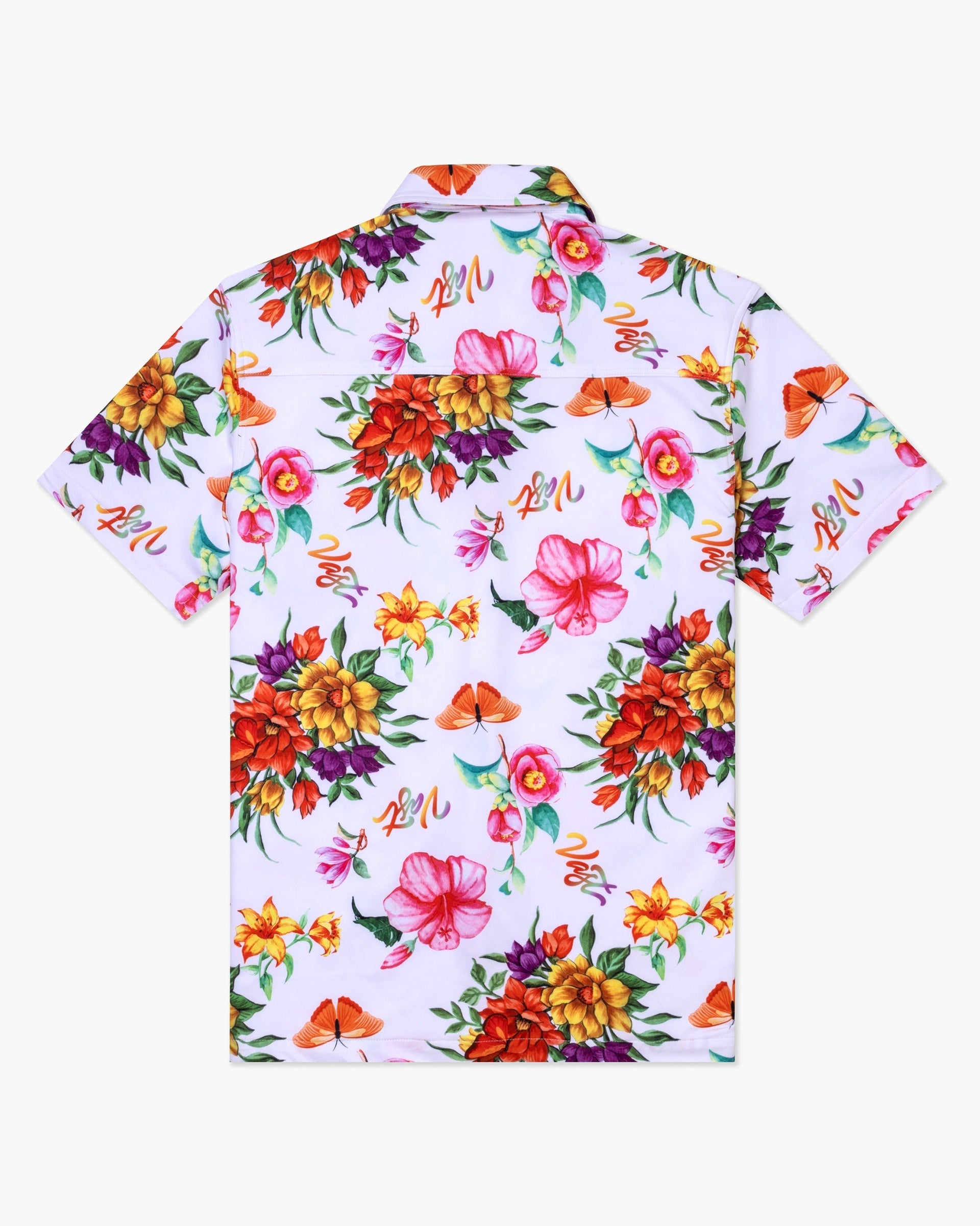 Vast. Aqua Terra Floral Watercolor Tech Button up