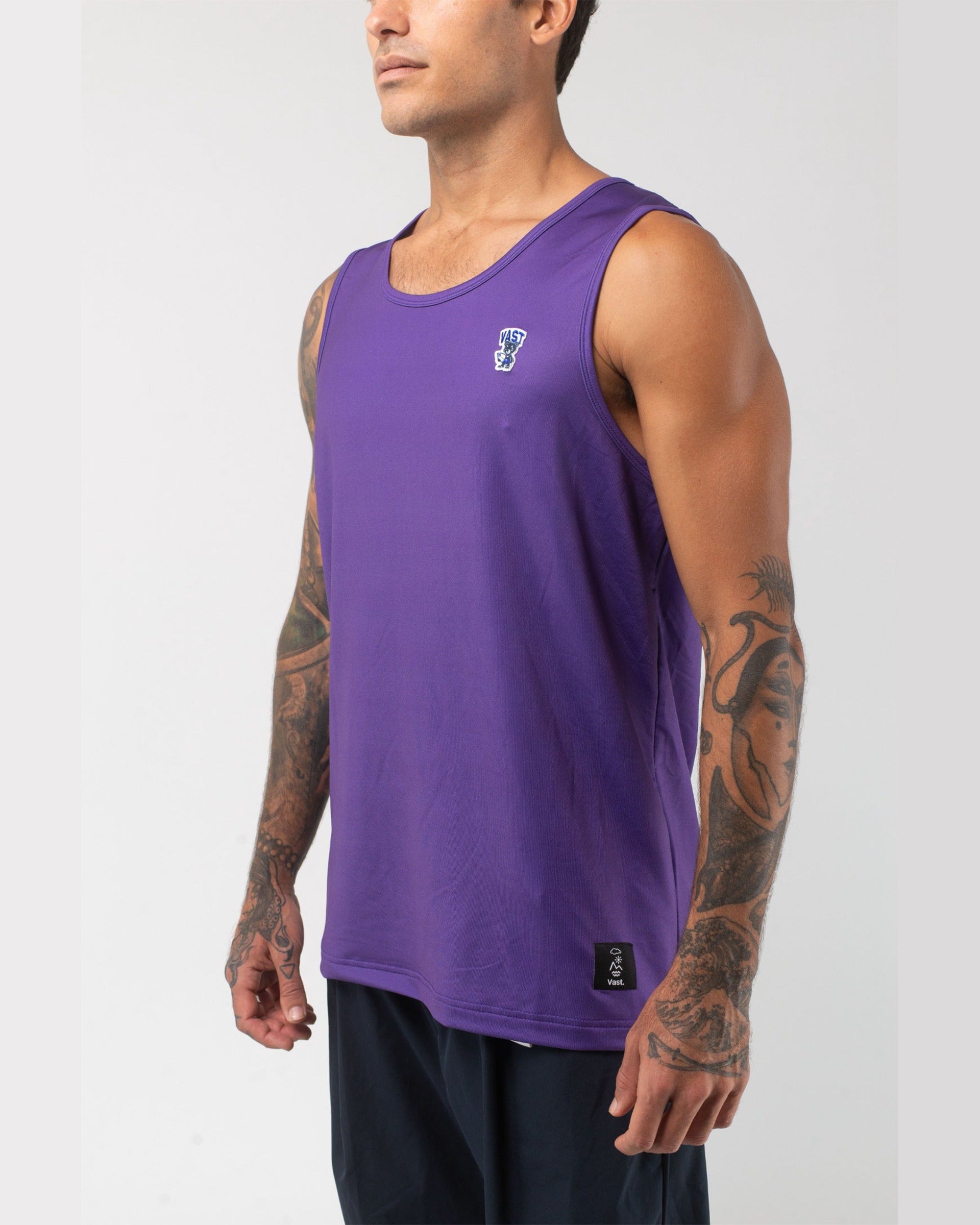 Vast. Men's Aqua Terra Formosa Bear Tech Tank Top - Purple