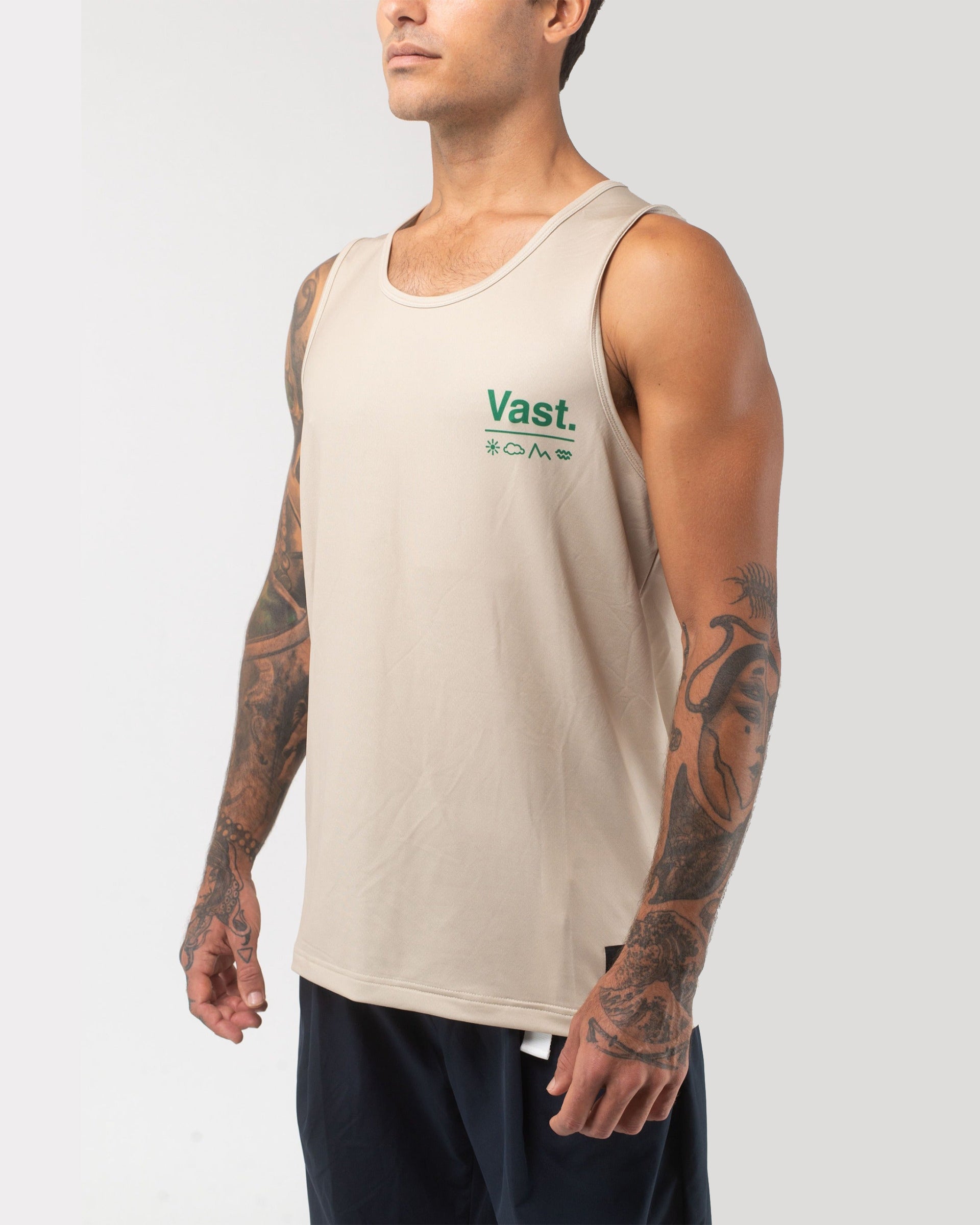 Vast. Men's Aqua Terra Elements Tech Tank - Sand