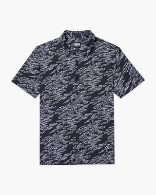 Vast. Men's Aqua Terra Midnight Camo Tech Button Up Shirt - Black