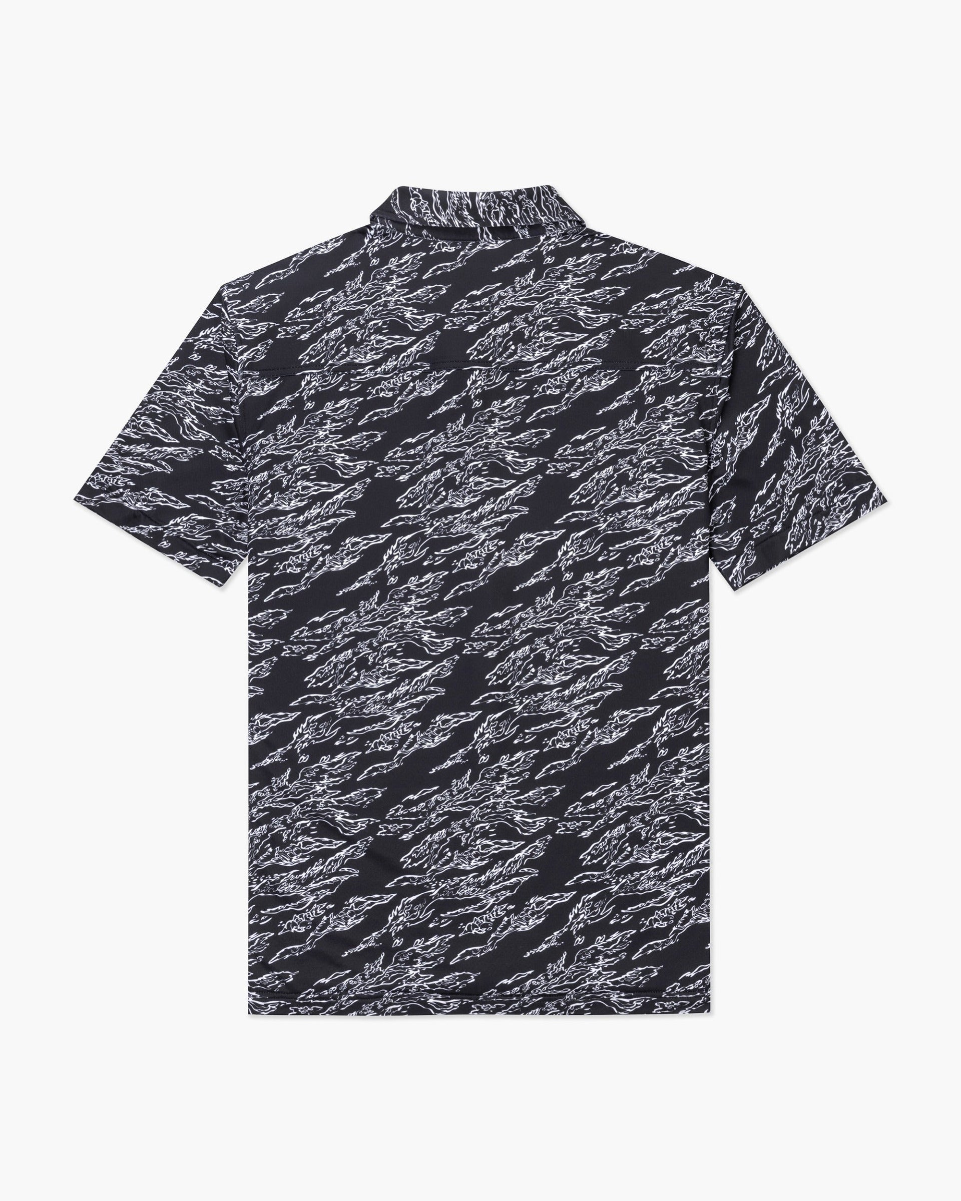 Vast. Men's Aqua Terra Midnight Camo Tech Button Up Shirt - Black