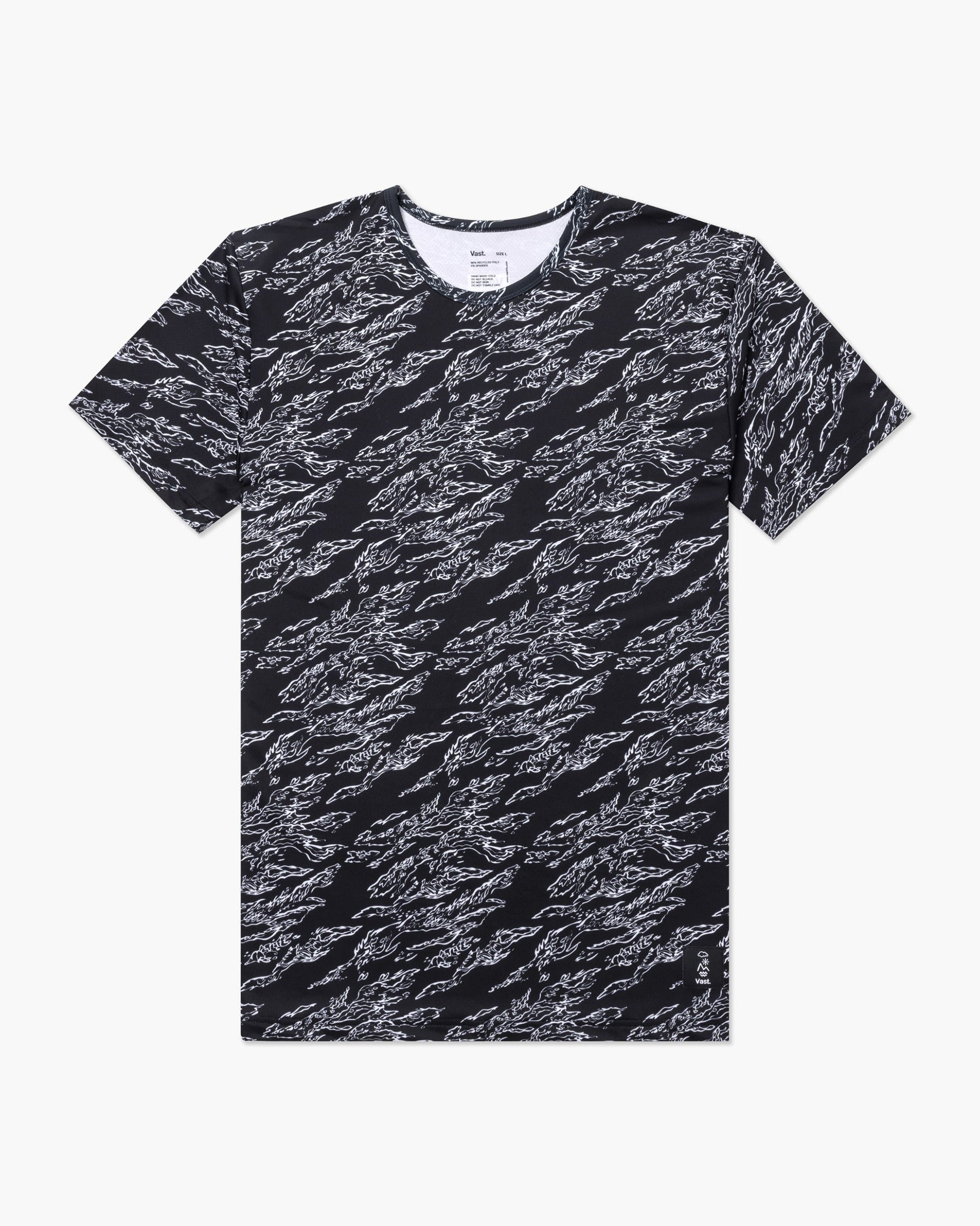 Vast. Men's Aqua Terra Shadow Camo Tech Short Sleeve T-Shirt - Black