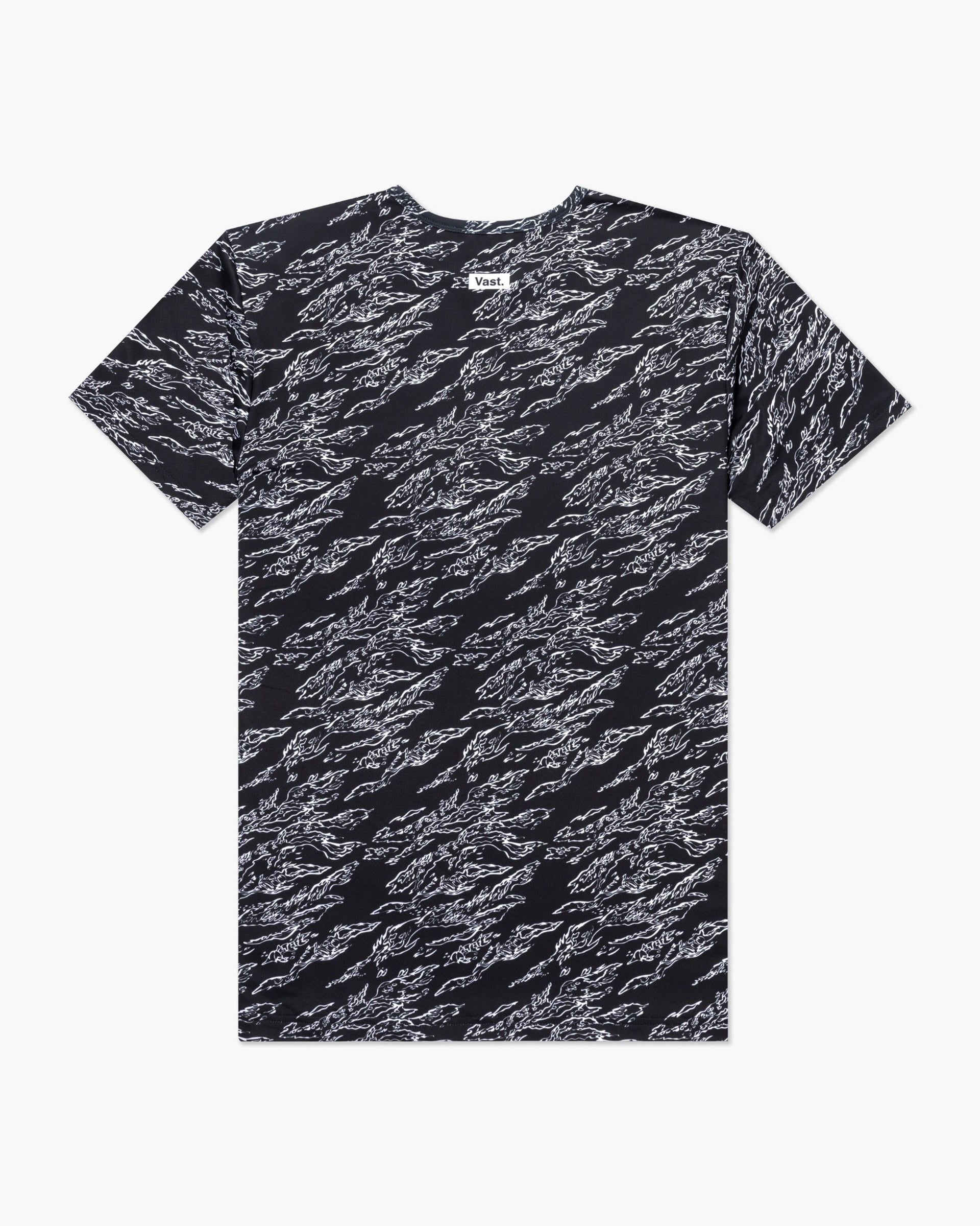 Vast. Men's Aqua Terra Shadow Camo Tech Short Sleeve T-Shirt - Black