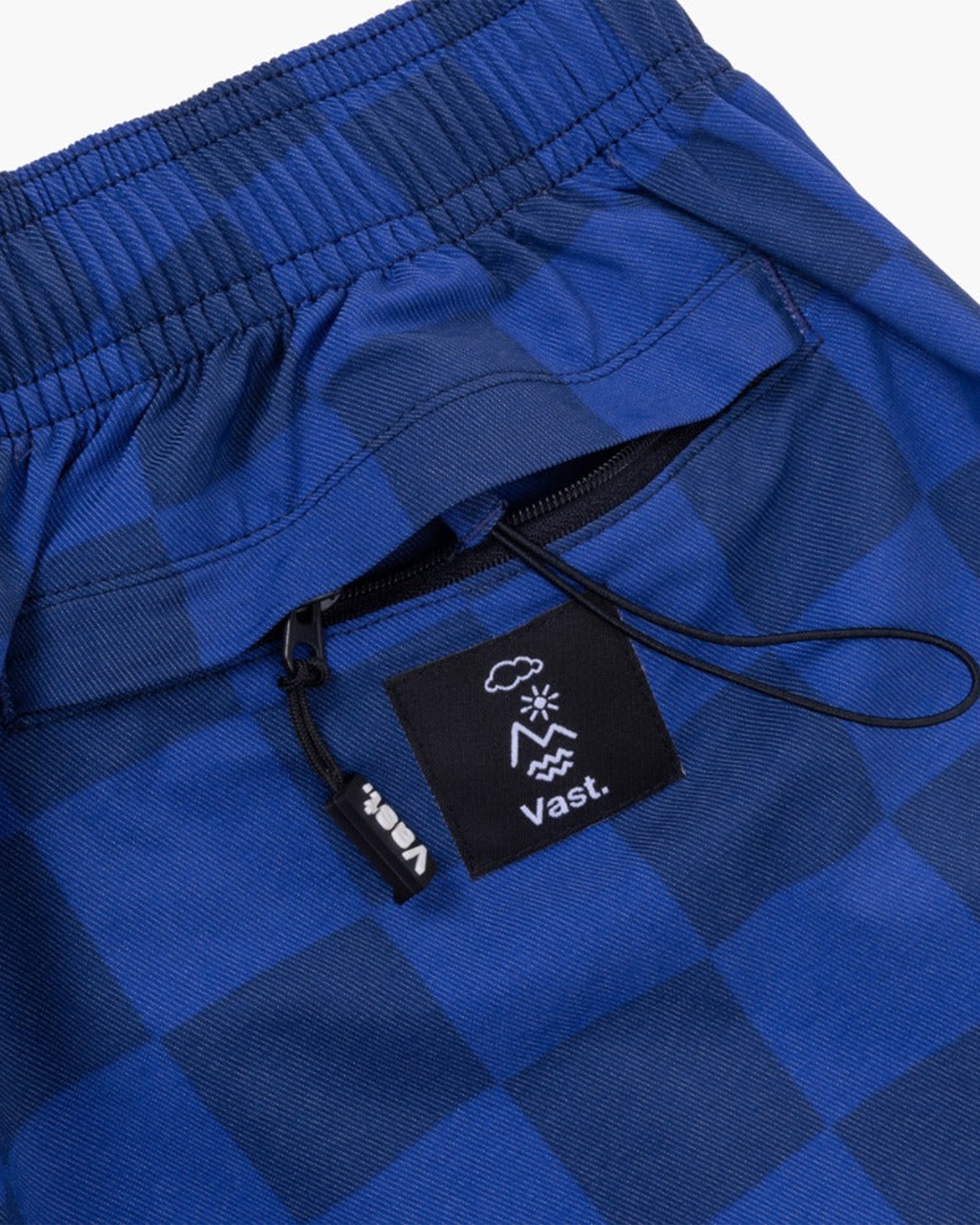 Vast. Checkerboard Tonal Volley Short - Royal Blue
