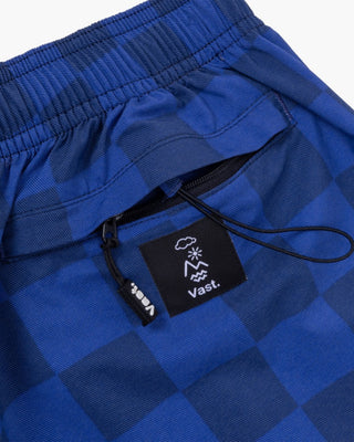Vast. Checkerboard Tonal Volley Short - Royal Blue