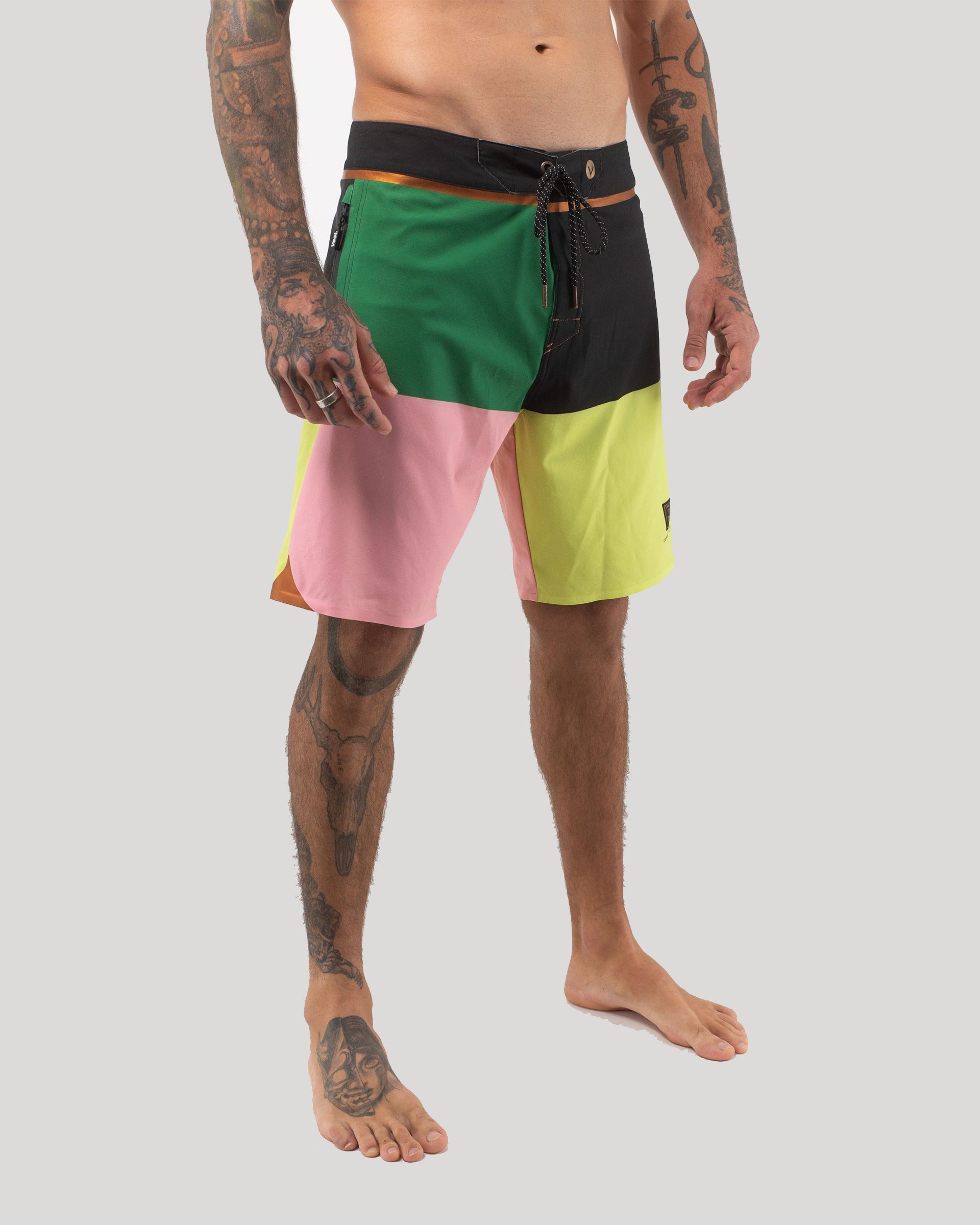 Vast. Men's Color Blocks 4 Copper Boardshort - Green Multi