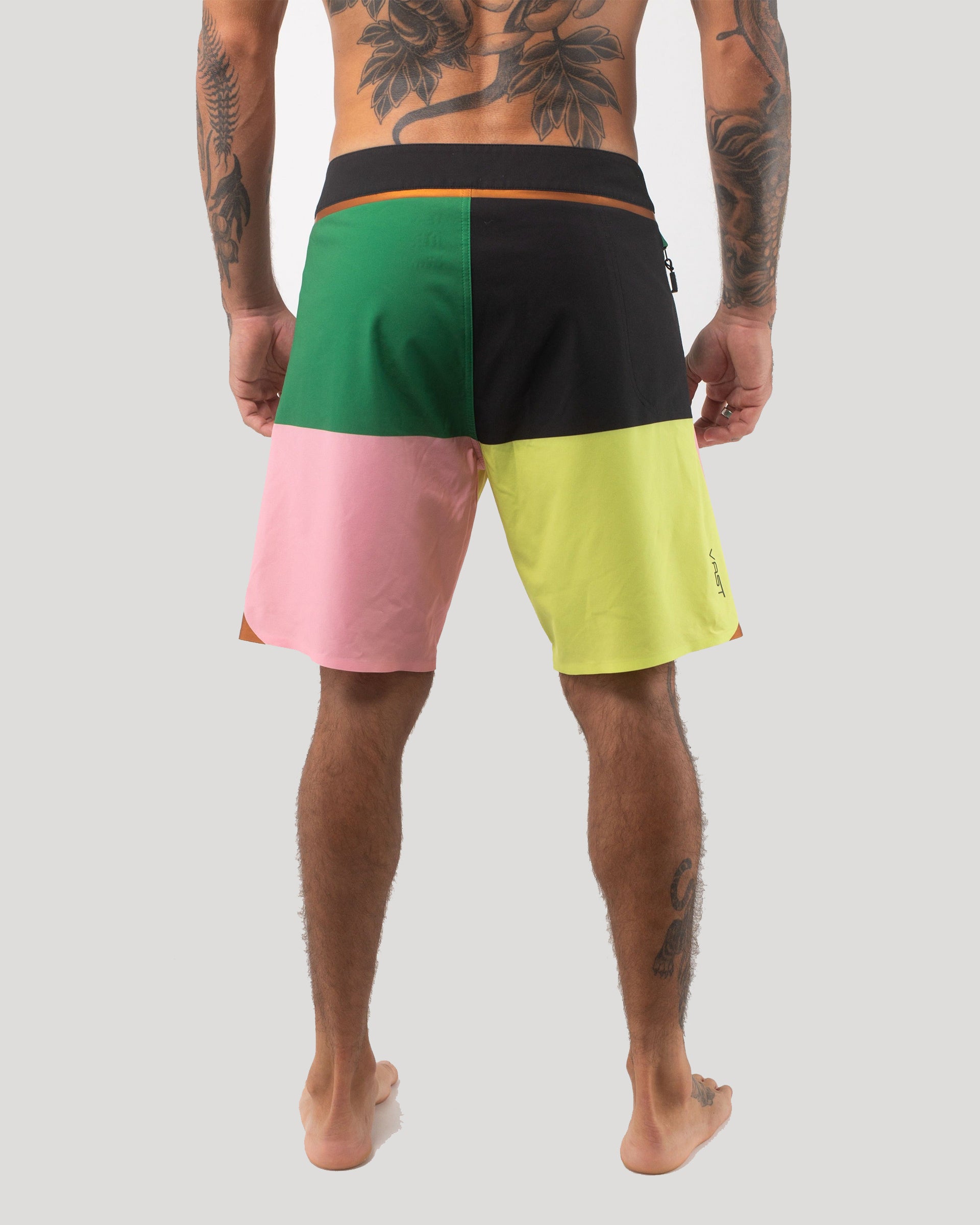 Vast. Men's Color Blocks 4 Copper Boardshort - Green Multi